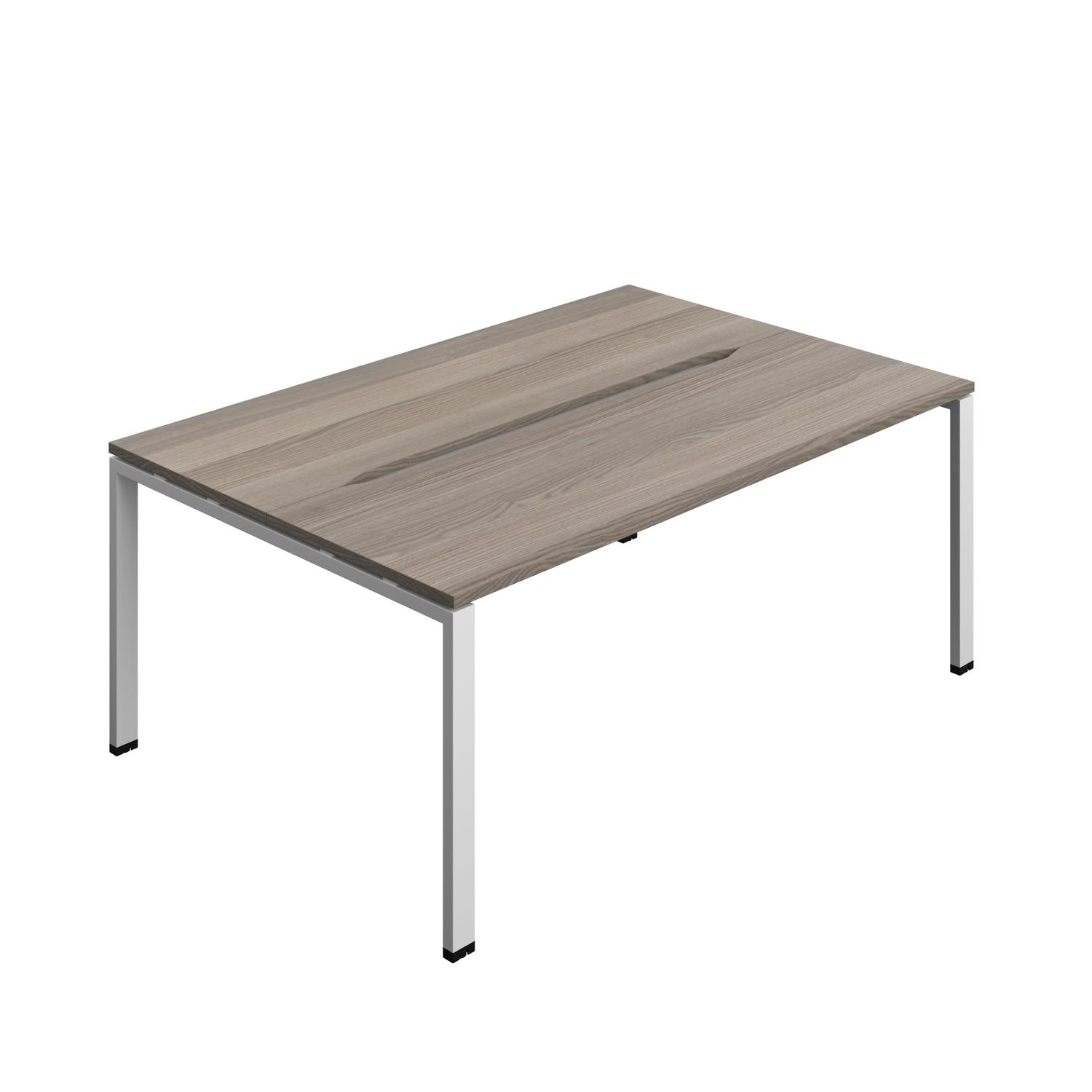 Synergy Bench with Cut Out: 2 Person : Goal Post Leg : 1800 600 Grey Oak/Silver