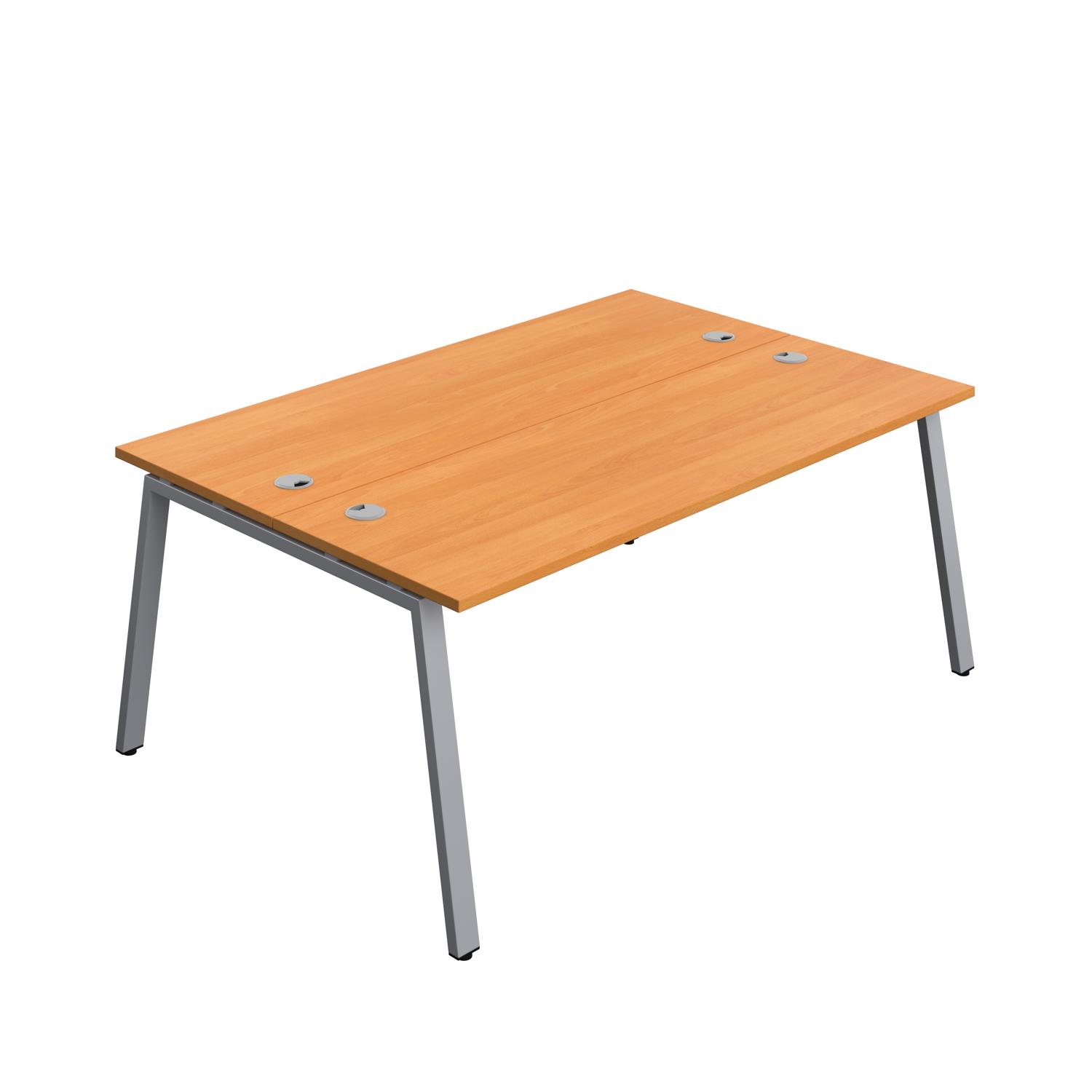 Synergy Bench with Cable Ports: 2 Person : A-Frame Leg : 1800 600 Beech/Silver