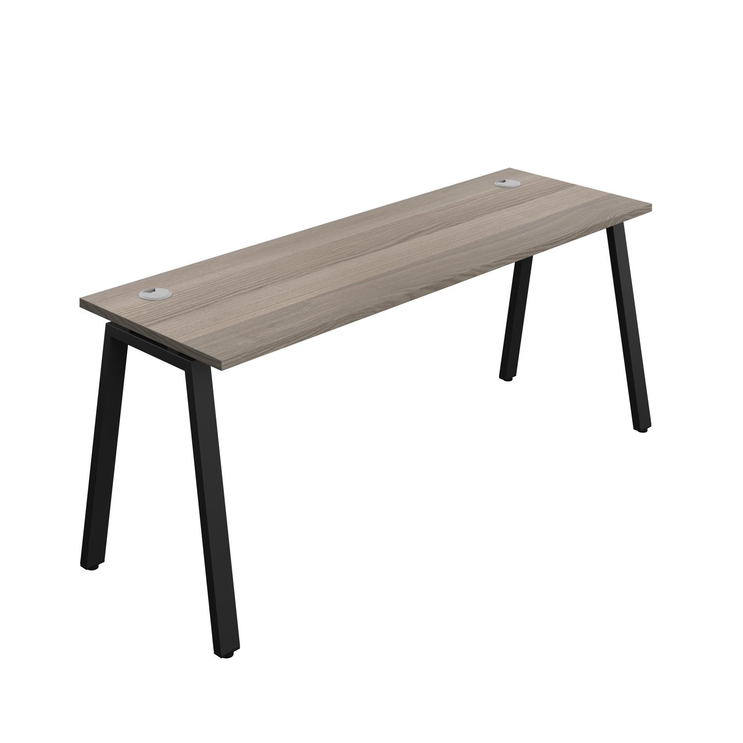 Synergy Bench with Cable Ports: 1 Person : A-Frame Leg : 1800 600 Grey Oak/Black