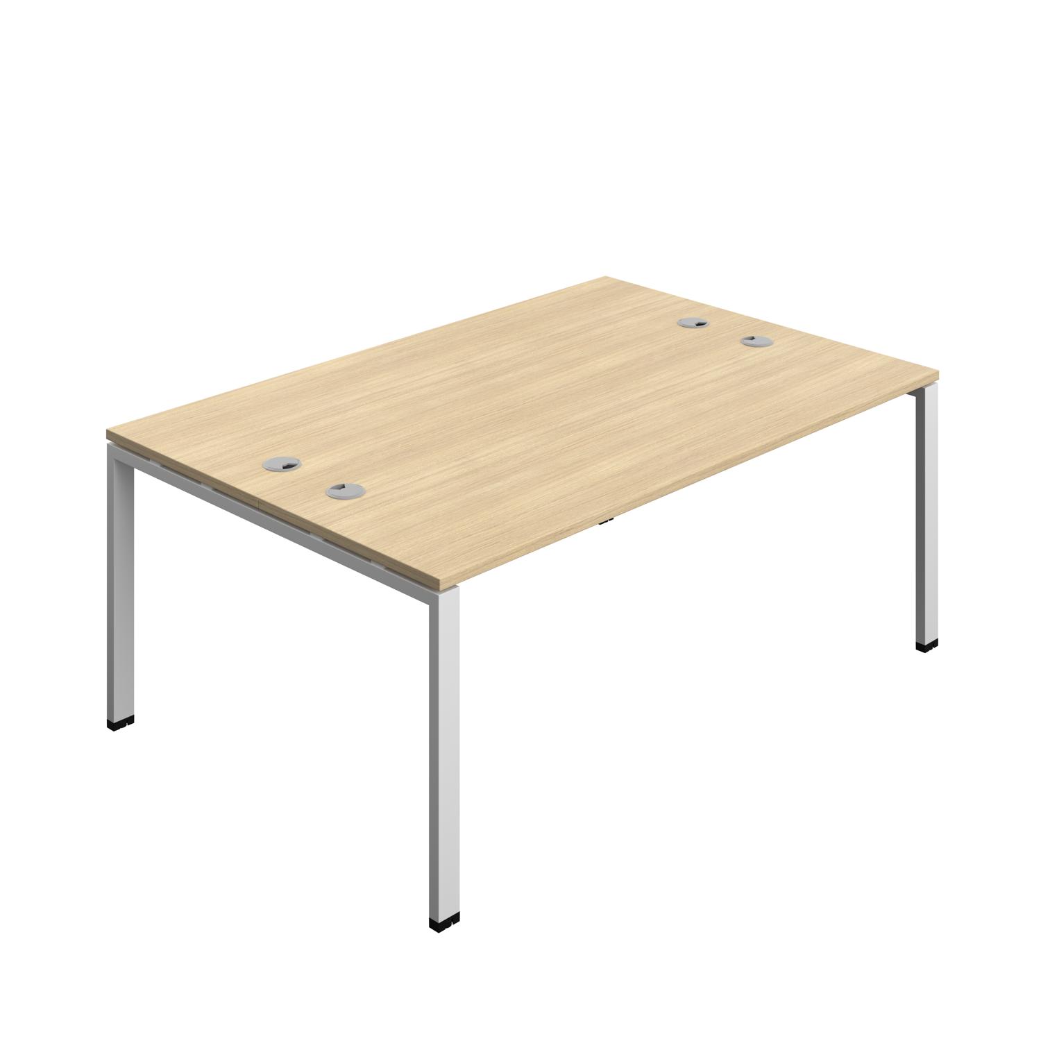 Synergy Bench with Cable Ports: 2 Person : Goal Post Leg : 1800 600 Nova Oak/Silver