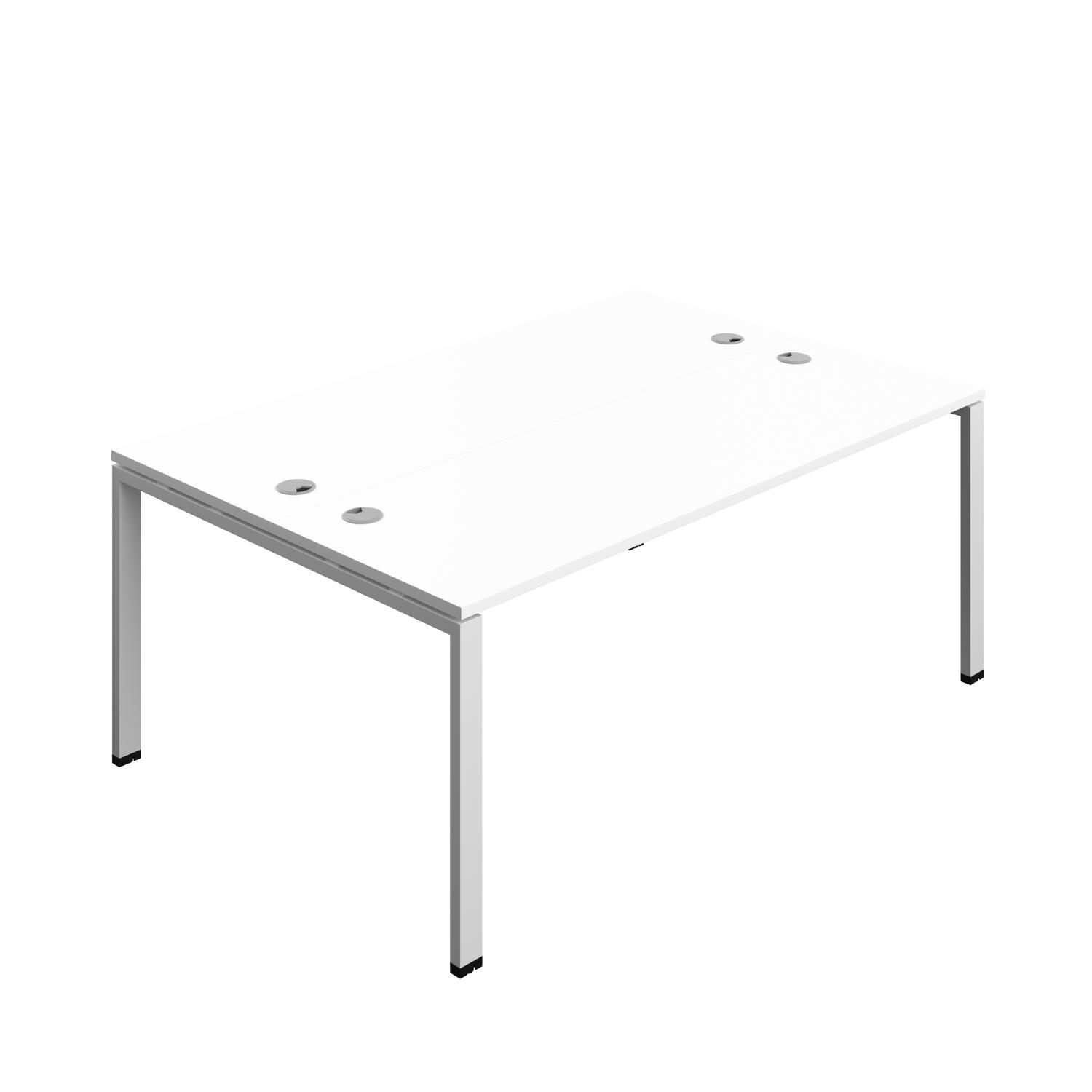 Synergy Bench with Cable Ports: 2 Person : Goal Post Leg : 1800 600 White/Silver