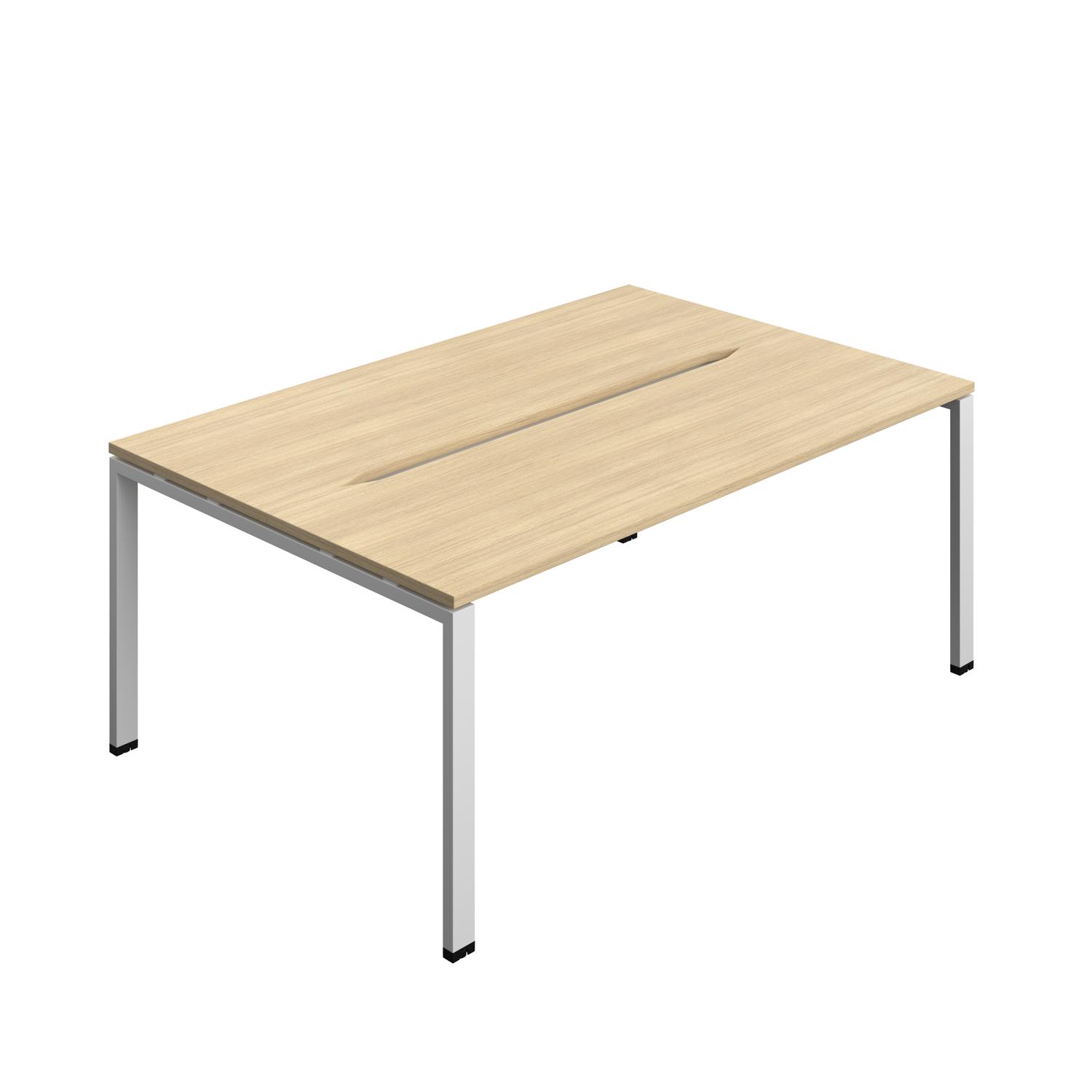 Synergy Bench with Cut Out: 2 Person : Goal Post Leg : 1800 700 Nova Oak/Silver