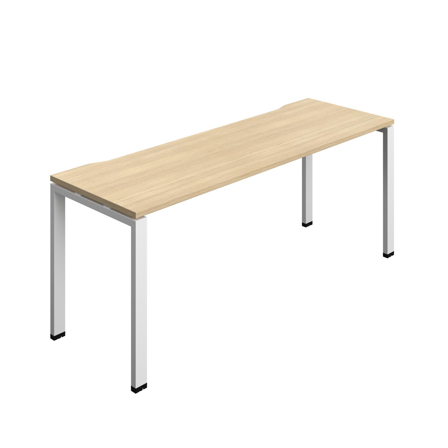 Synergy Bench with Cut Out: 1 Person : Goal Post Leg : 1800 700 Nova Oak/White