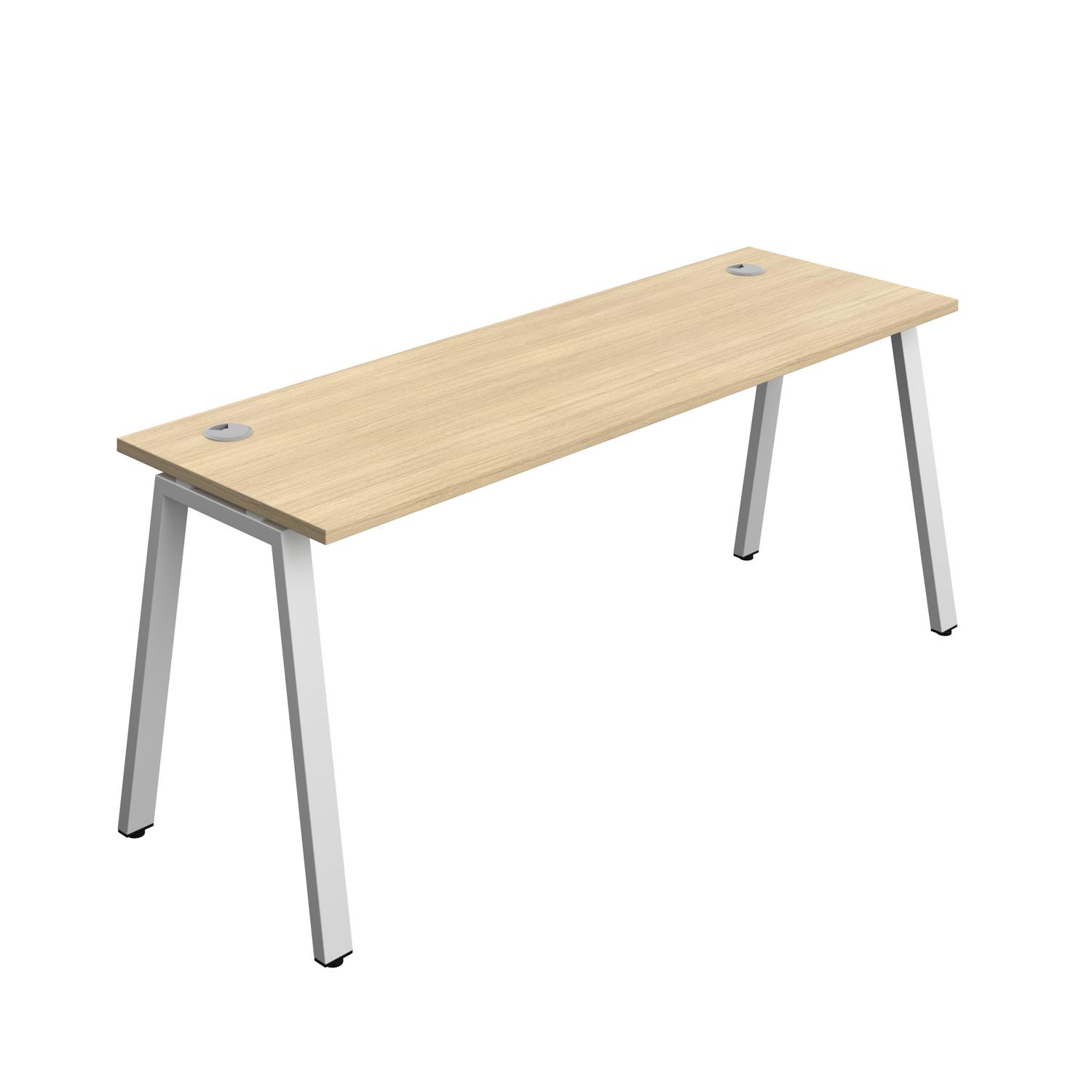 Synergy Bench with Cable Ports: 1 Person : A-Frame Leg : 1800 700 Nova Oak/Silver