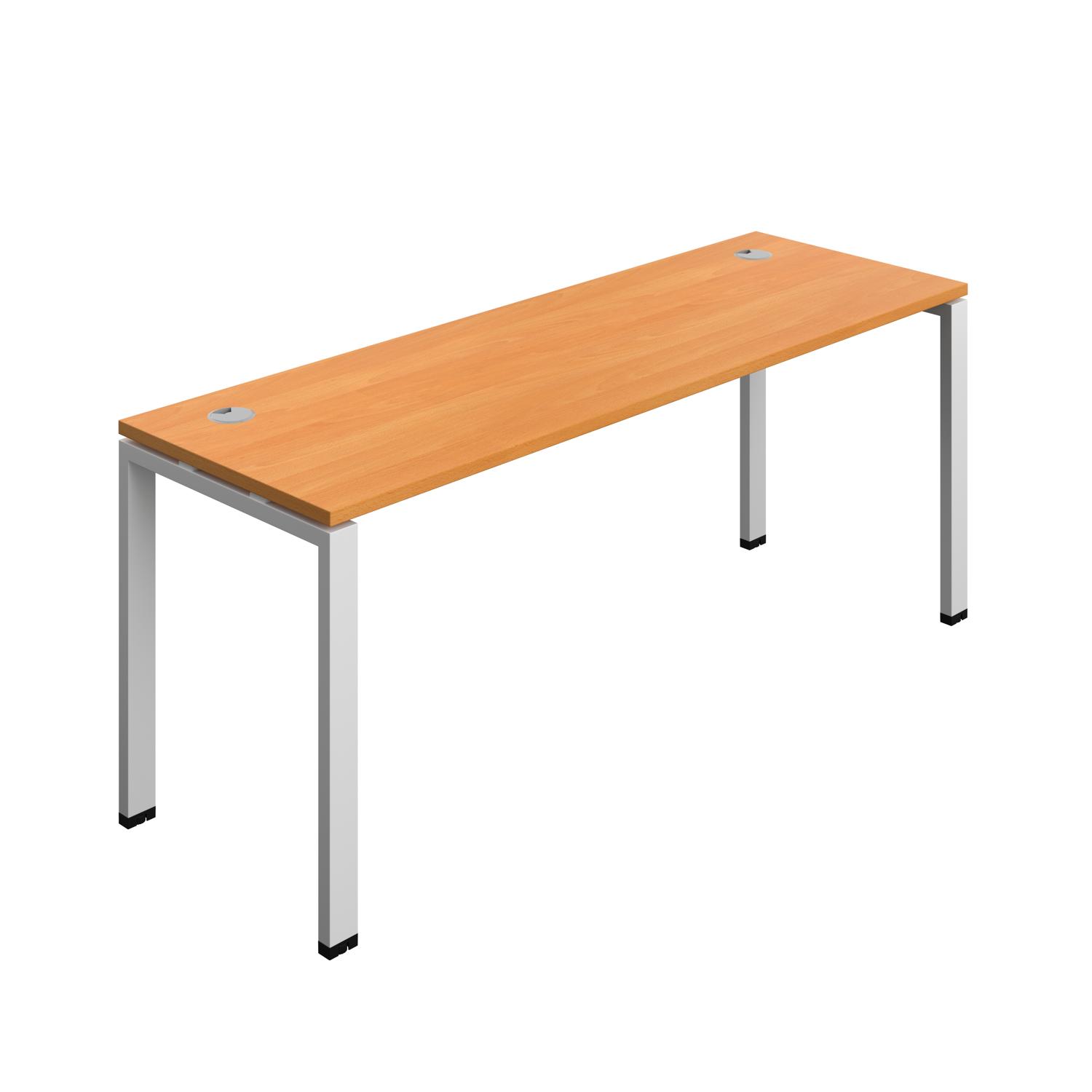 Synergy Bench with Cable Ports: 1 Person : Goal Post Leg : 1800 700 Beech/Silver