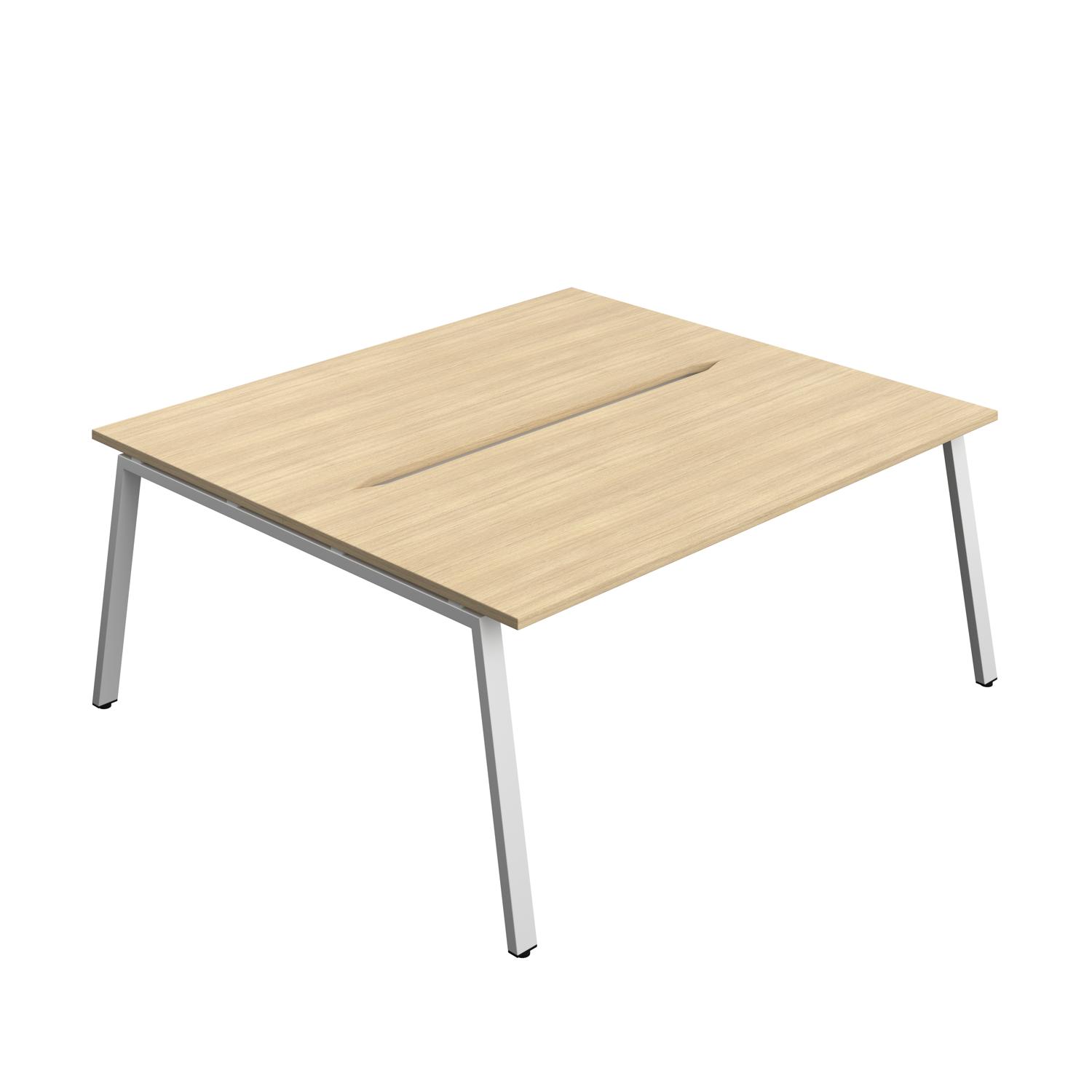 Synergy Bench with Cut Out: 2 Person : A-Frame Leg : 1800 800 Nova Oak/Silver