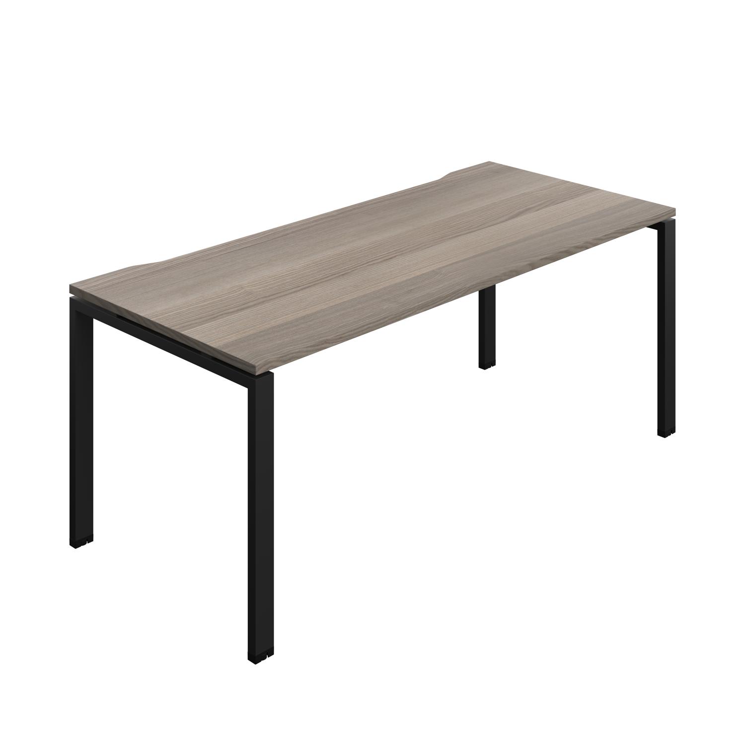 Synergy Bench with Cut Out: 1 Person : Goal Post Leg : 1800 800 Grey Oak/Black