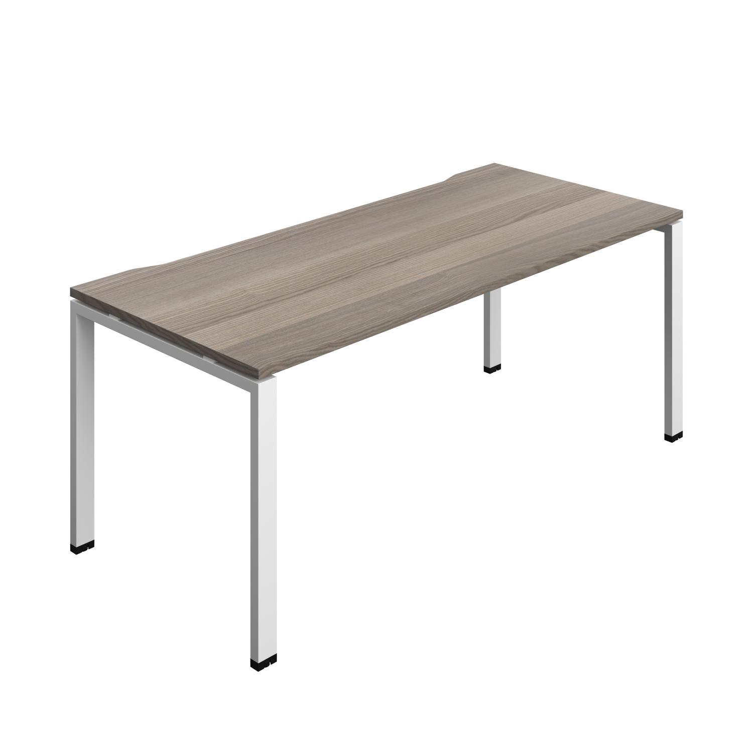 Synergy Bench with Cut Out: 1 Person : Goal Post Leg : 1800 800 Grey Oak/White