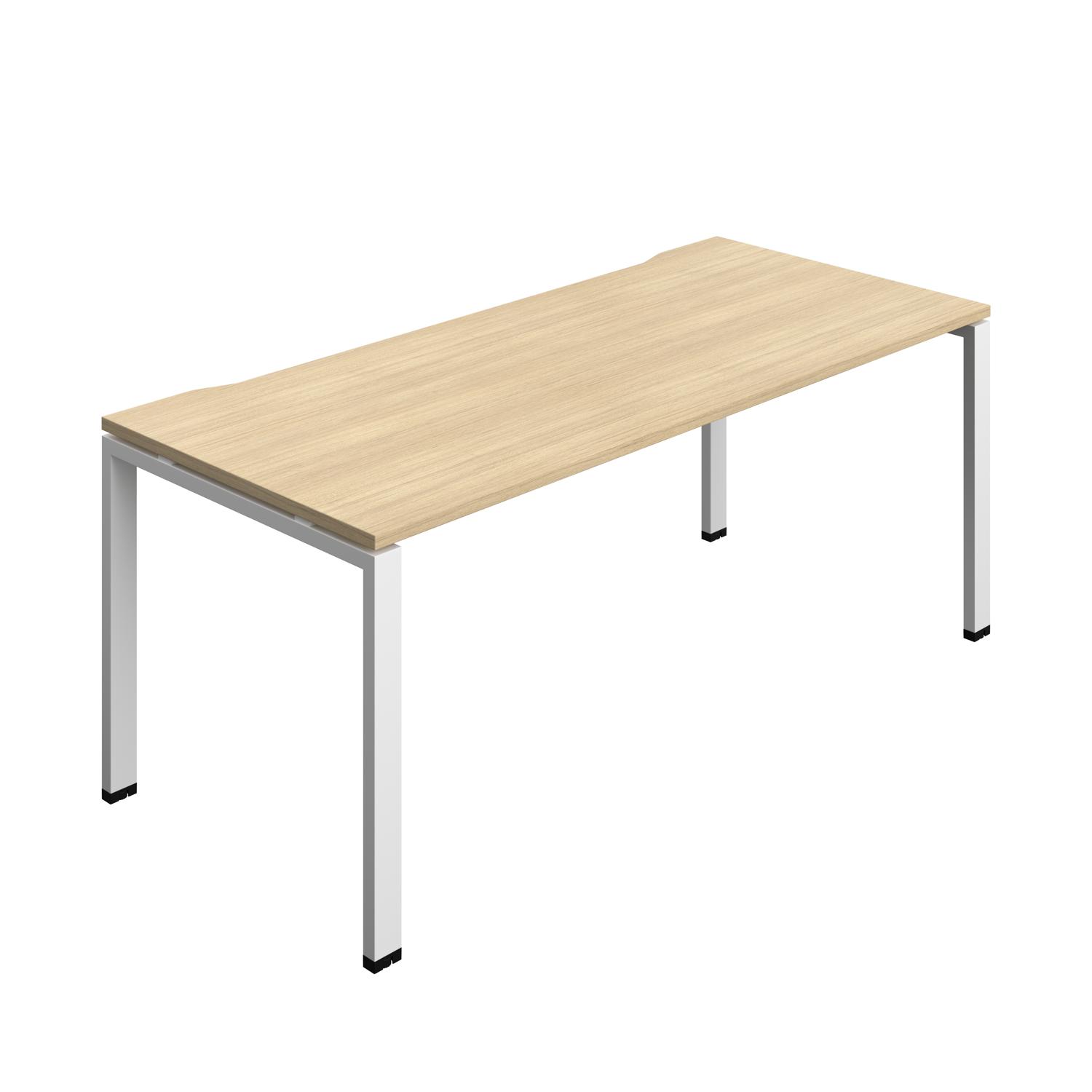 Synergy Bench with Cut Out: 1 Person : Goal Post Leg : 1800 800 Nova Oak/White