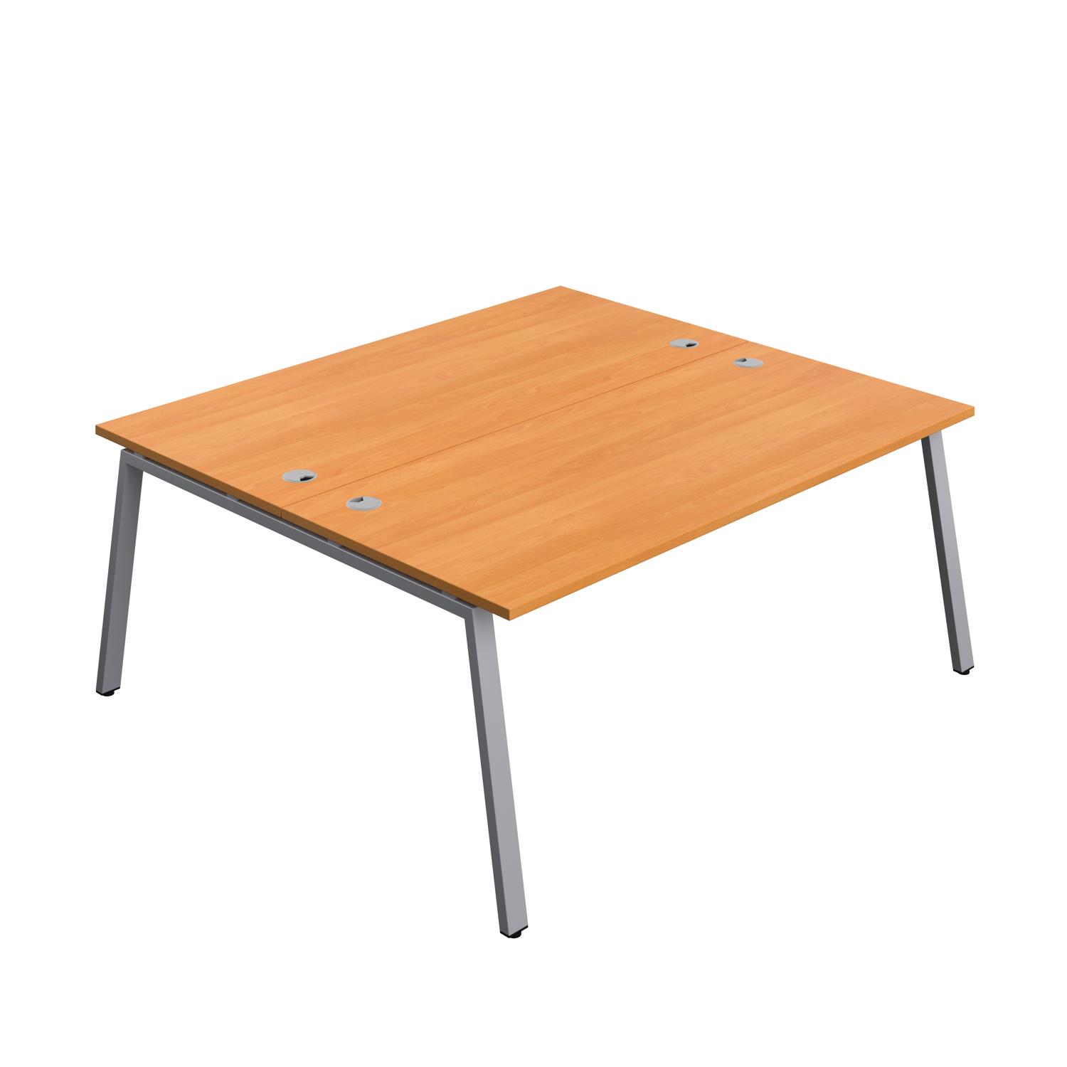Synergy Bench with Cable Ports: 2 Person : A-Frame Leg : 1800 800 Beech/Silver
