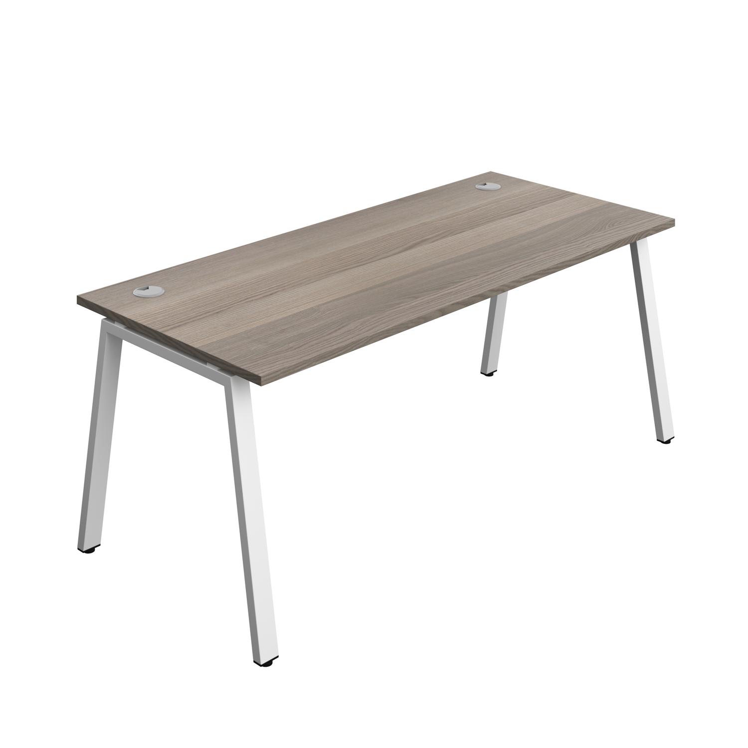 Synergy Bench with Cable Ports: 1 Person : A-Frame Leg : 1800 800 Grey Oak/White