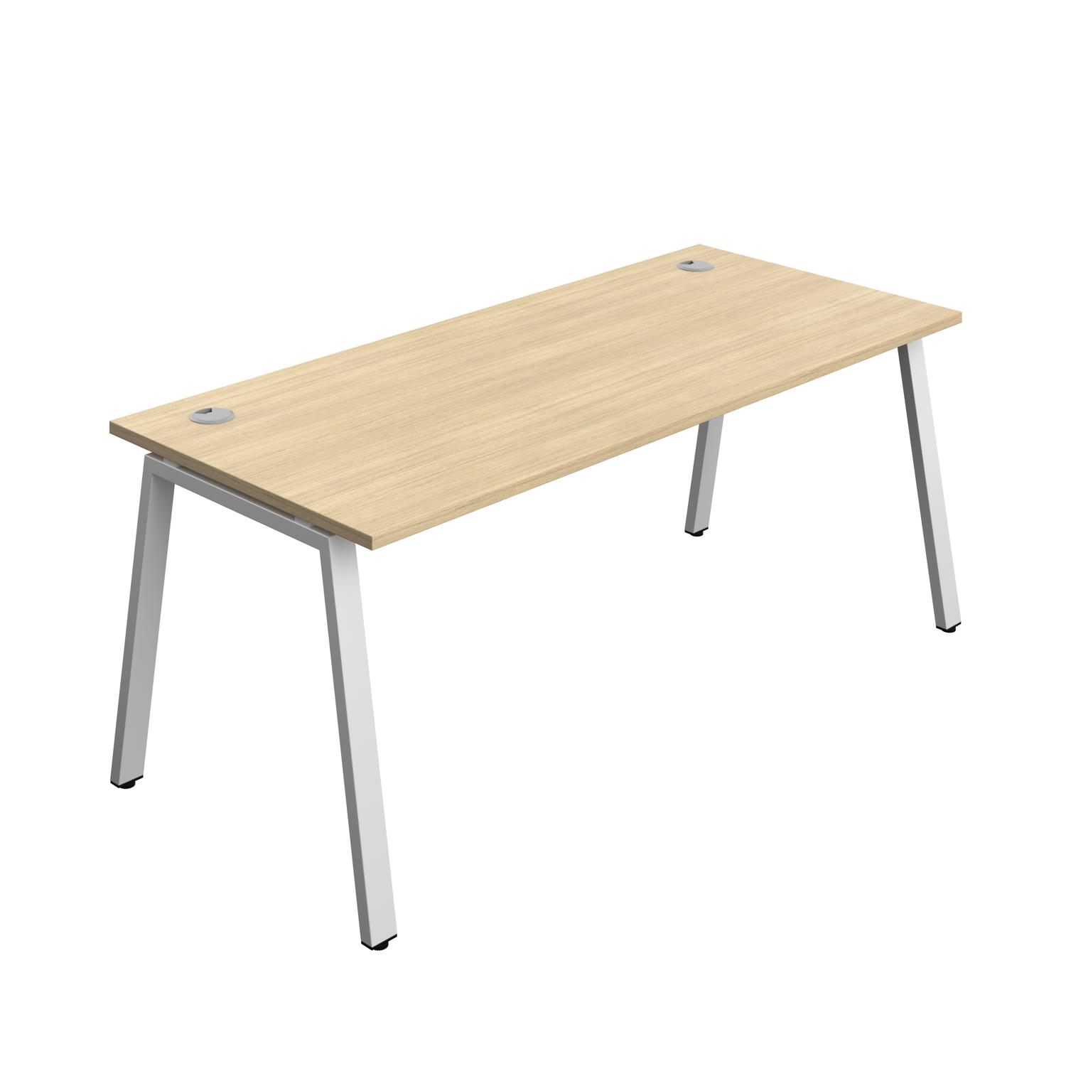 Synergy Bench with Cable Ports: 1 Person : A-Frame Leg : 1800 800 Nova Oak/Silver