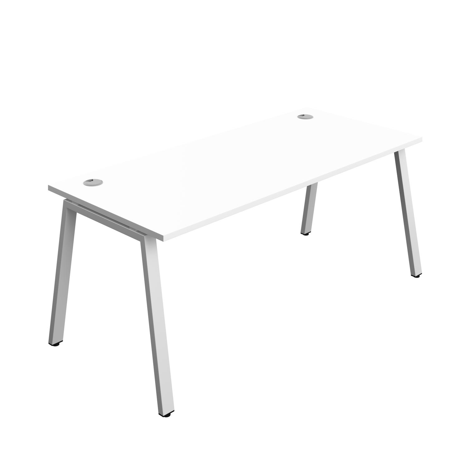 Synergy Bench with Cable Ports: 1 Person : A-Frame Leg : 1800 800 White/Silver