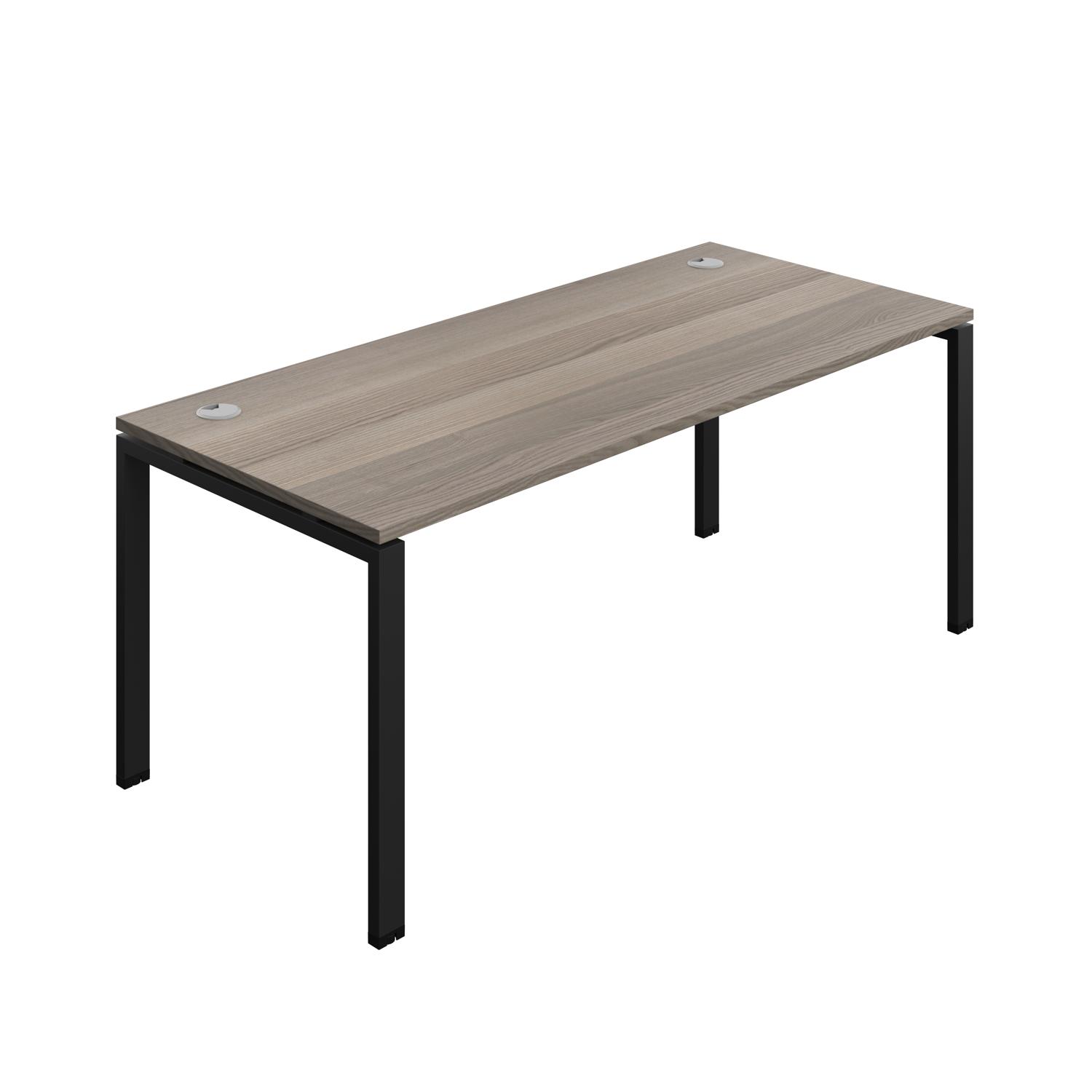 Synergy Bench with Cable Ports: 1 Person : Goal Post Leg : 1800 800 Grey Oak/Black