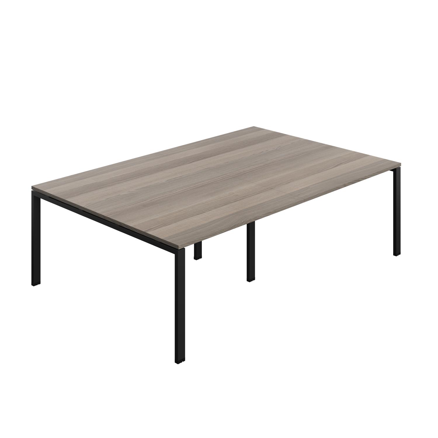 Synergy Meeting Table : Goal Post Leg : 2400 1600 Grey Oak/Black