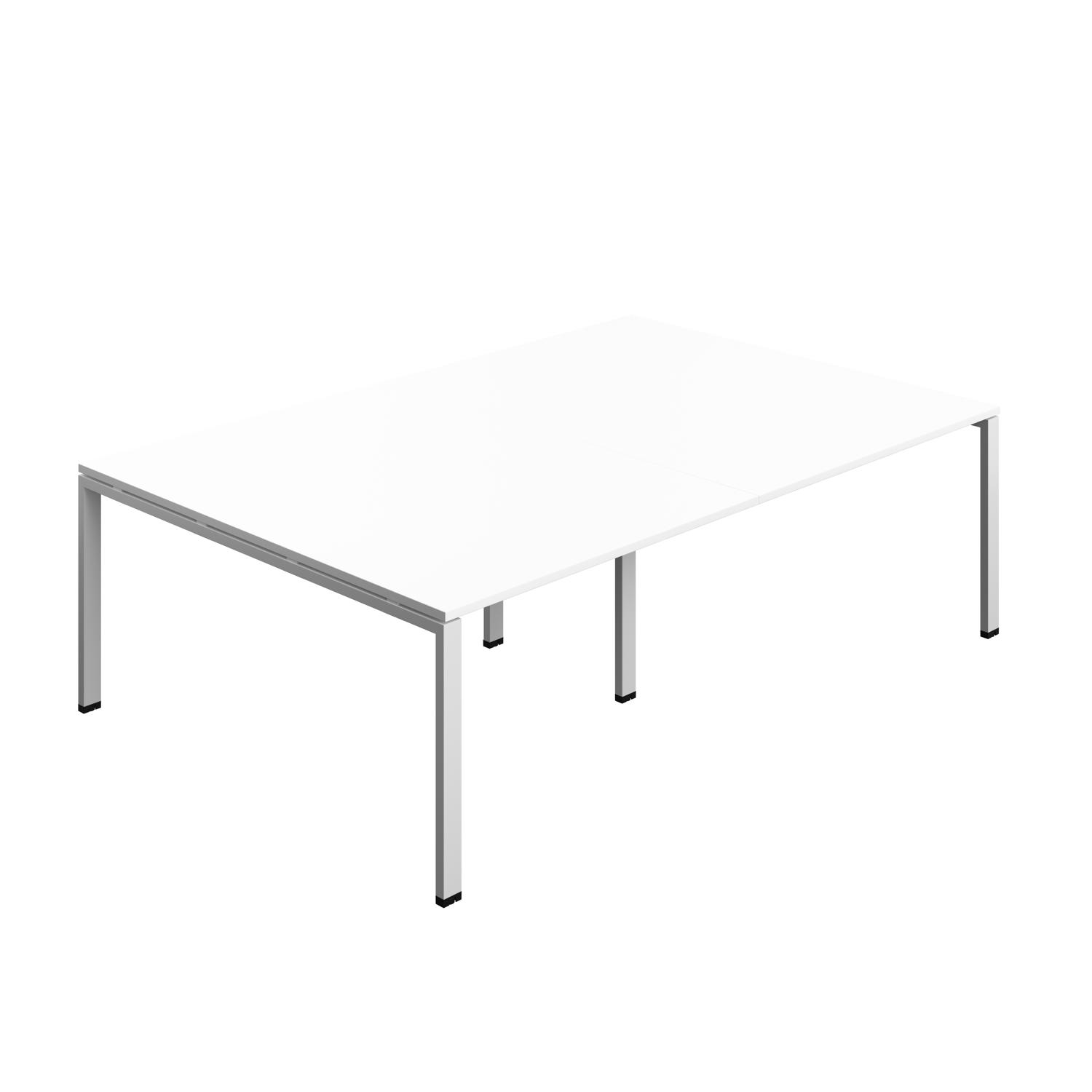 Synergy Meeting Table : Goal Post Leg : 2400 1600 White/Silver