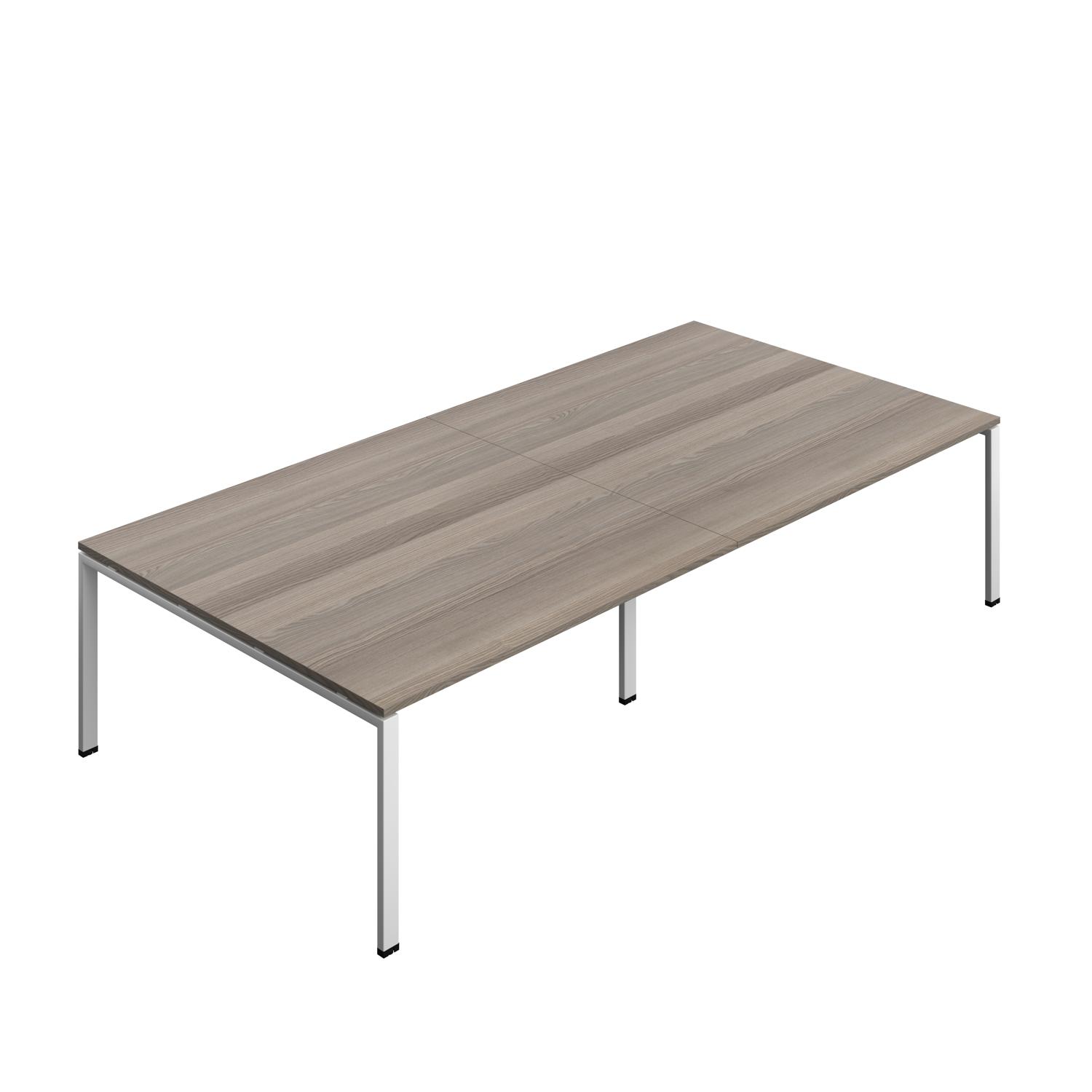 Synergy Meeting Table : Goal Post Leg : 3200 1600 Grey Oak/Silver