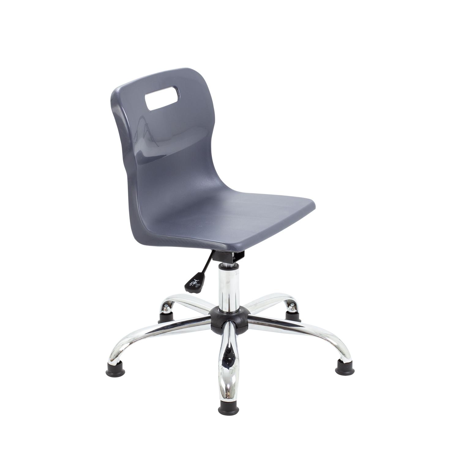 Titan Swivel Junior Chair with Chrome Base and Glides Size 3-4 Charcoal/Chrome