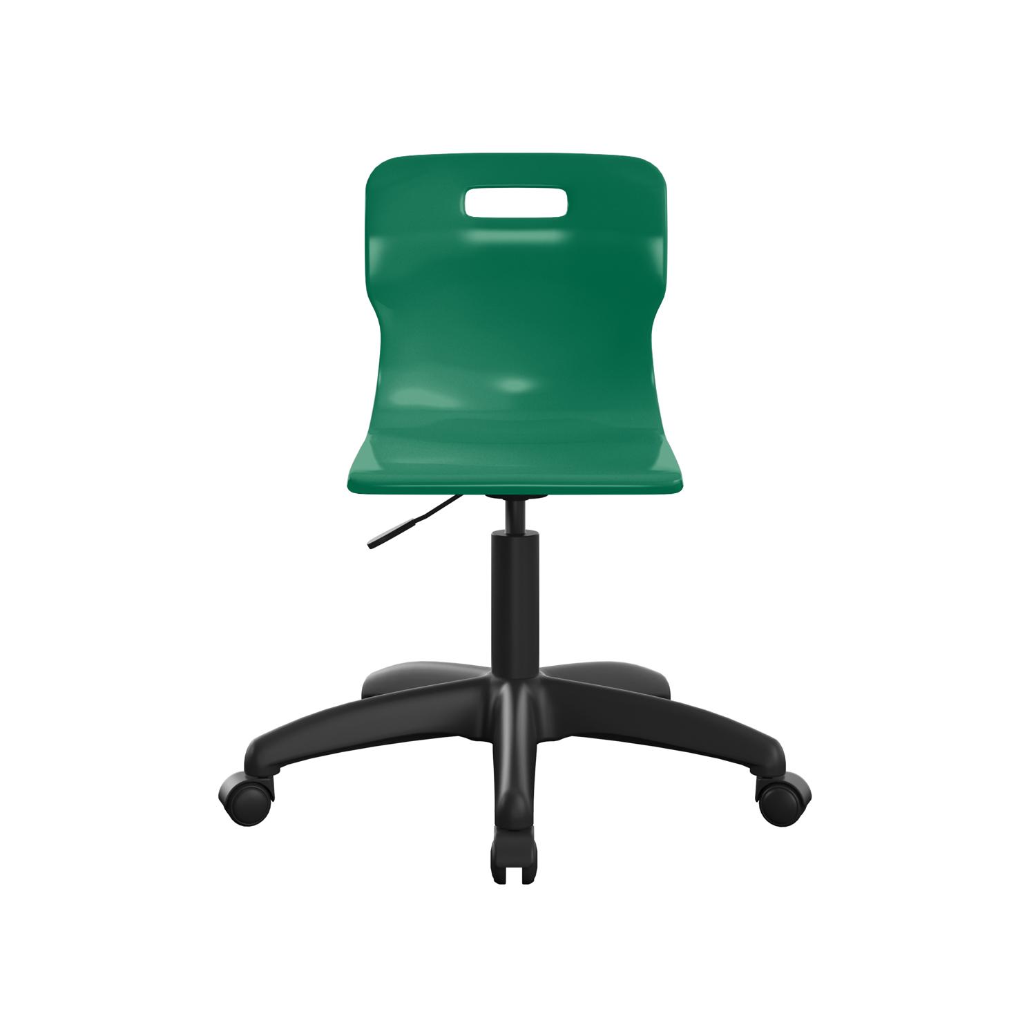 Titan Swivel Junior Chair with Plastic Base and Castors Size 3-4 Green/Black