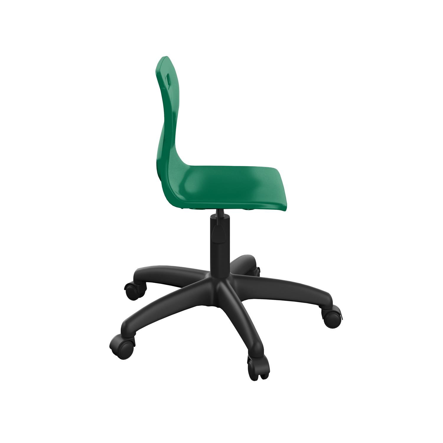 Titan Swivel Junior Chair with Plastic Base and Castors Size 3-4 Green/Black