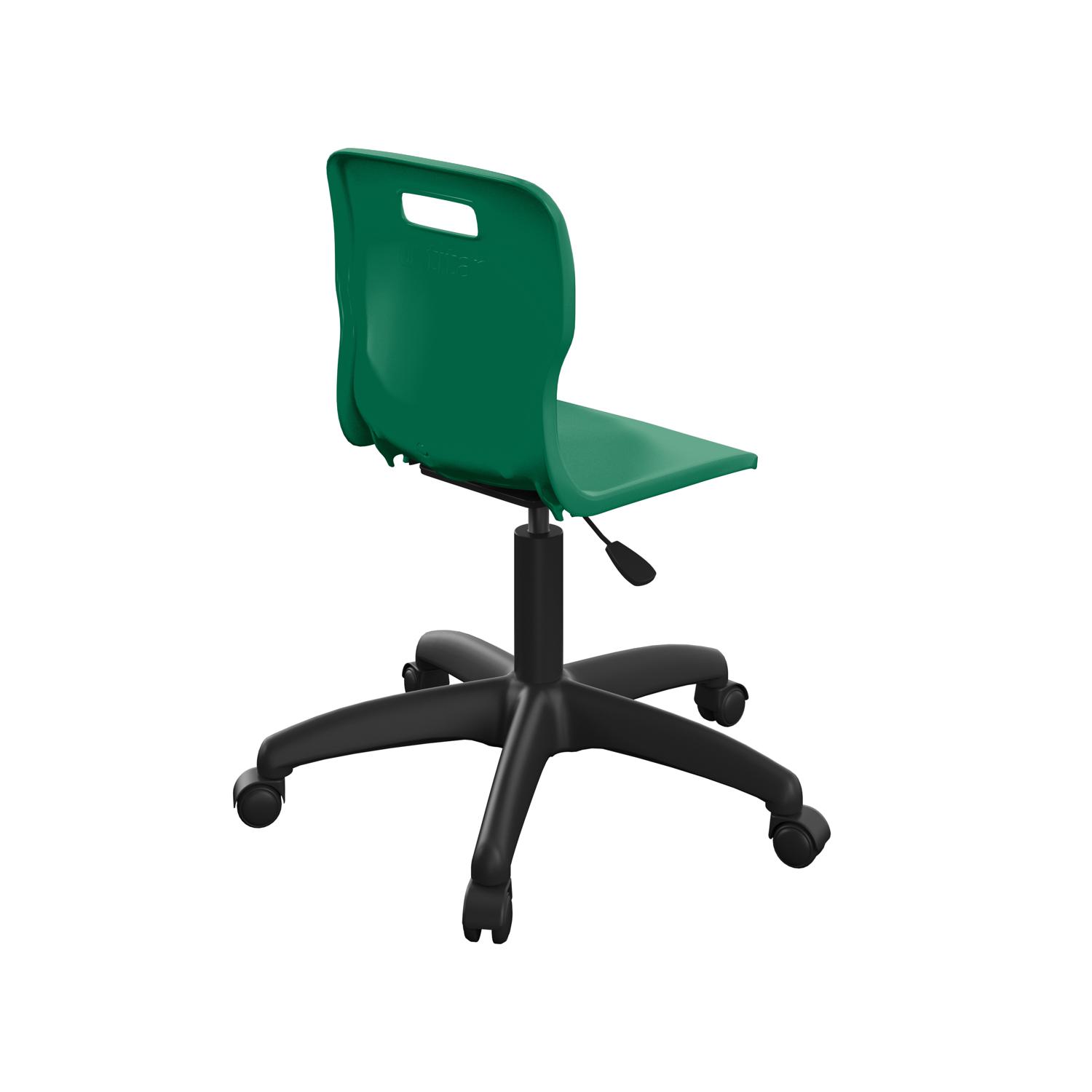 Titan Swivel Junior Chair with Plastic Base and Castors Size 3-4 Green/Black