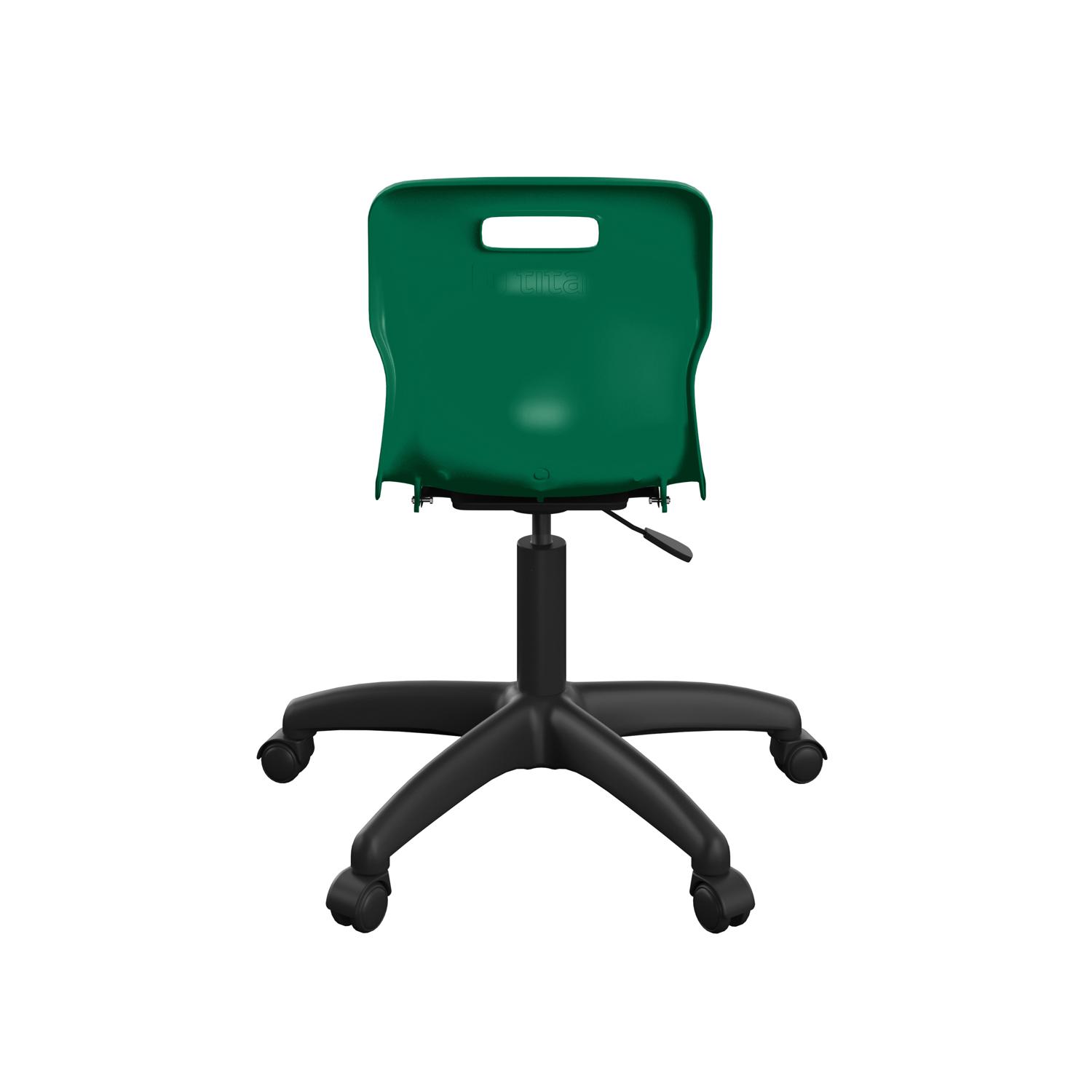 Titan Swivel Junior Chair with Plastic Base and Castors Size 3-4 Green/Black