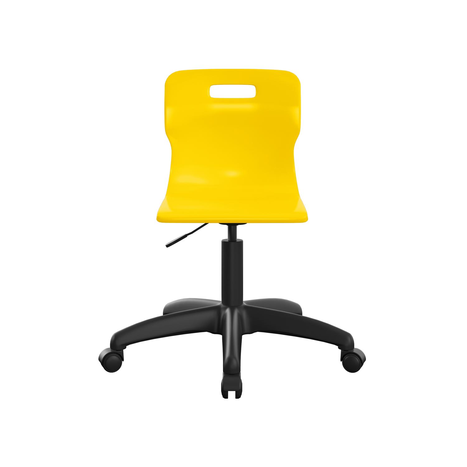 Titan Swivel Junior Chair with Plastic Base and Castors Size 3-4 Yellow/Black