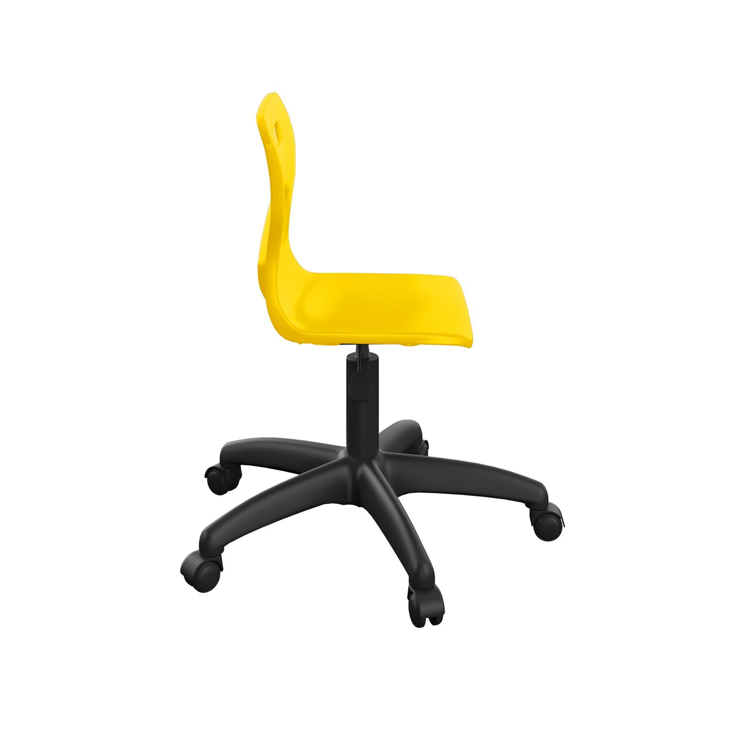 Titan Swivel Junior Chair with Plastic Base and Castors Size 3-4 Yellow/Black