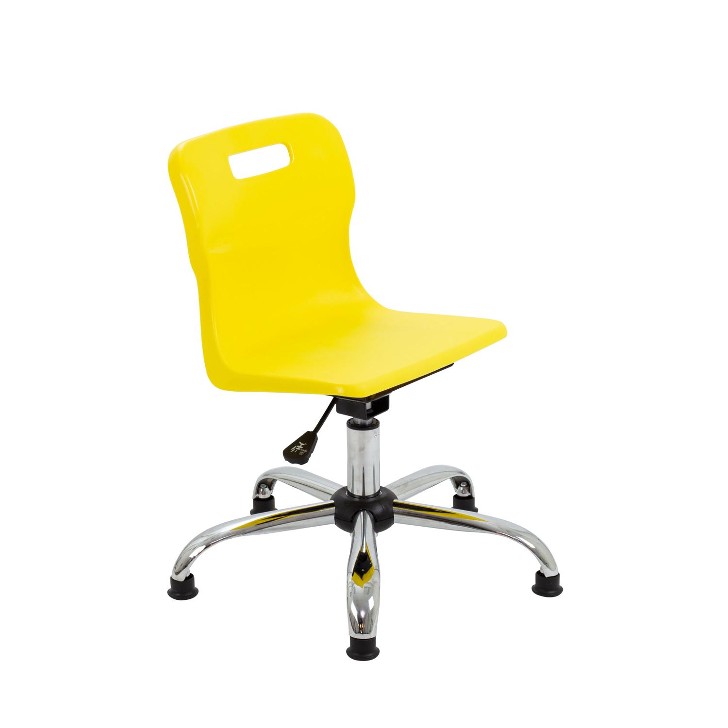 Titan Swivel Junior Chair with Chrome Base and Glides Size 3-4 Yellow/Chrome