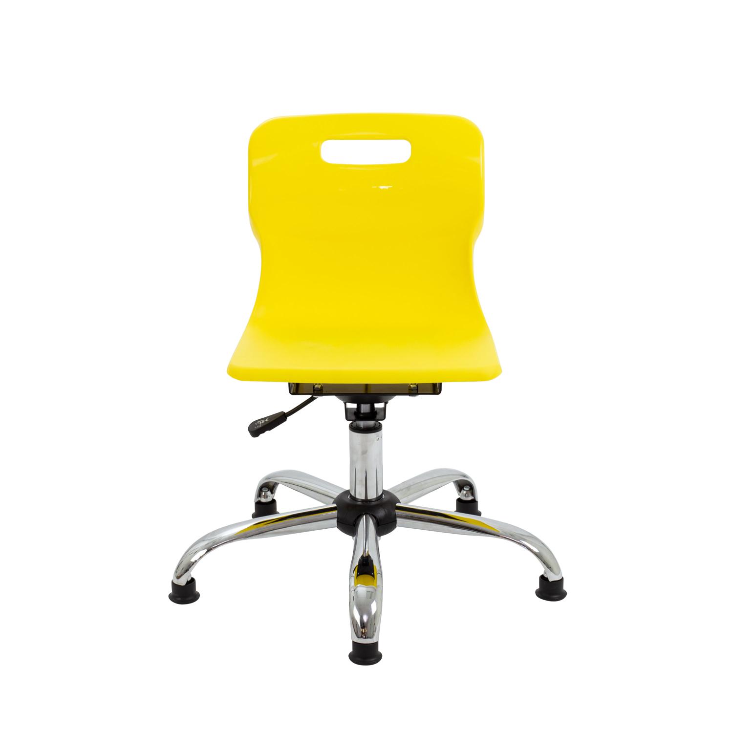 Titan Swivel Junior Chair with Chrome Base and Glides Size 3-4 Yellow/Chrome