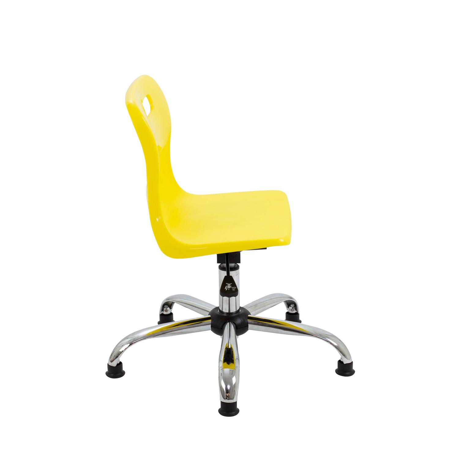 Titan Swivel Junior Chair with Chrome Base and Glides Size 3-4 Yellow/Chrome