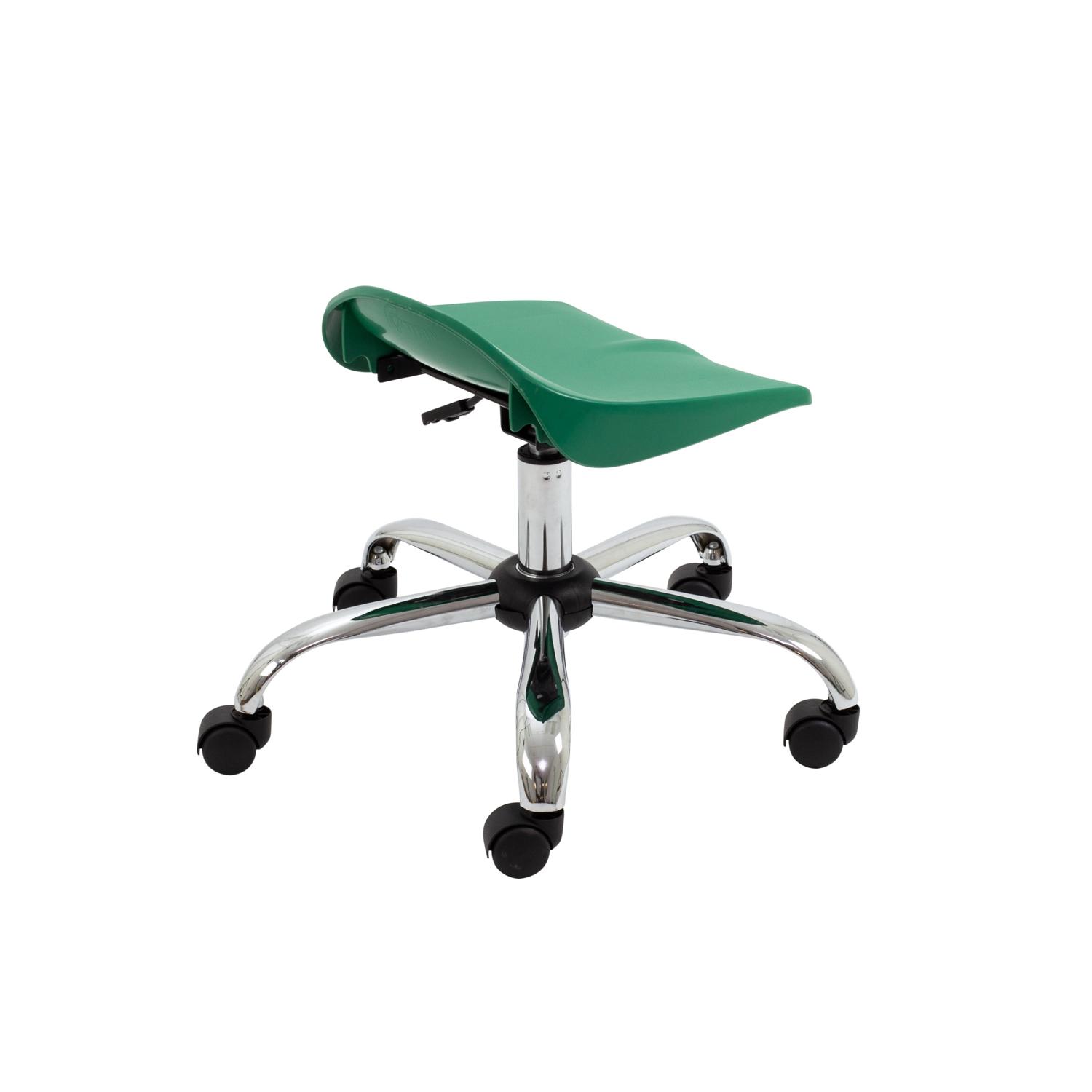 Titan Swivel Junior Stool with Chrome Base and Castors Size 5-6 Green/Chrome