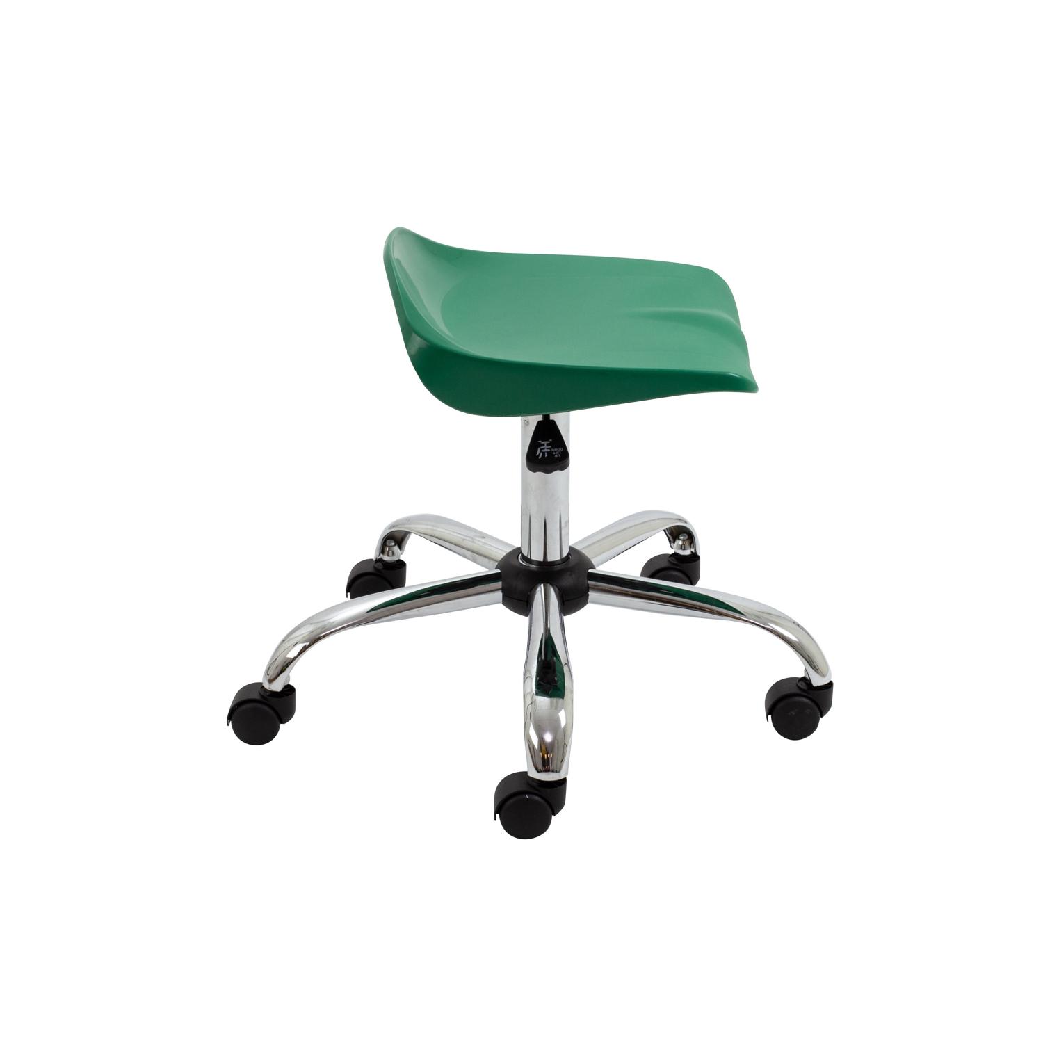 Titan Swivel Senior Stool with Chrome Base and Castors Size 5-6 Green/Chrome