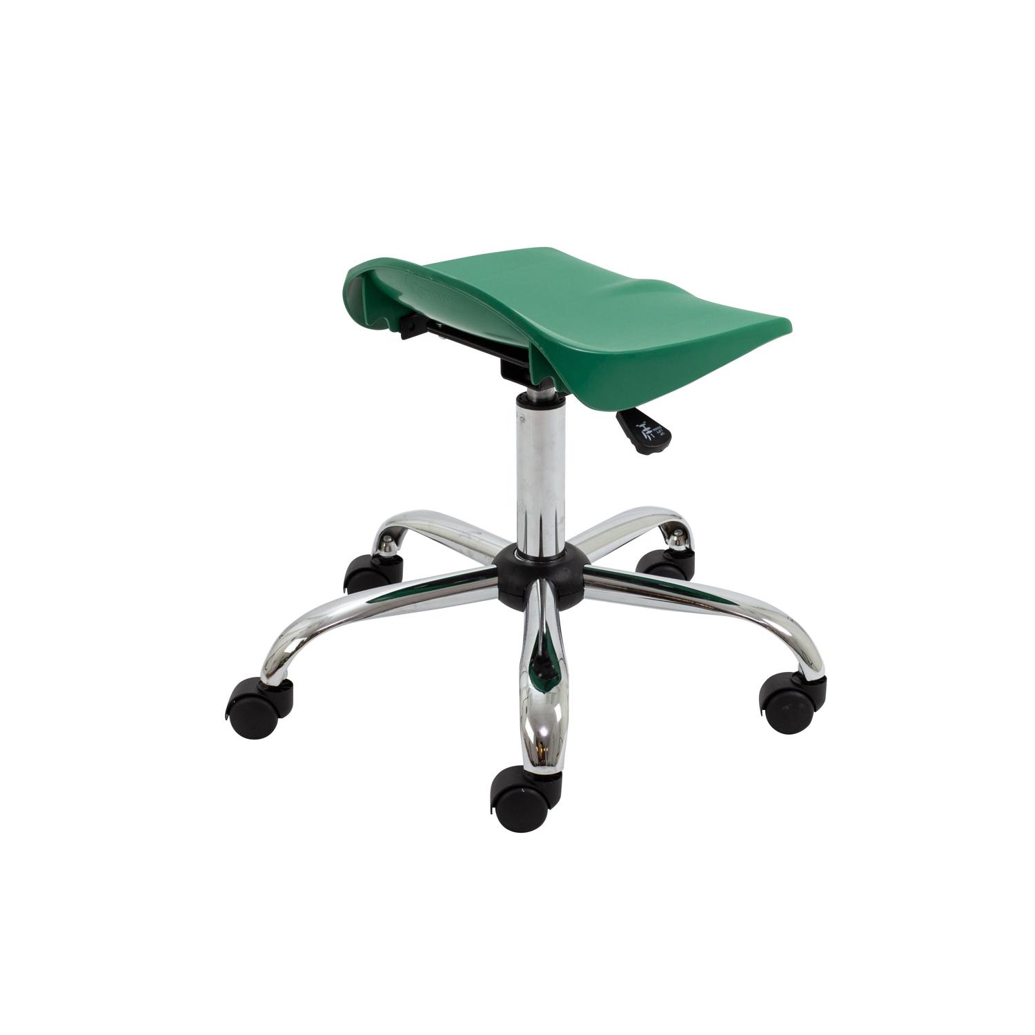 Titan Swivel Senior Stool with Chrome Base and Castors Size 5-6 Green/Chrome