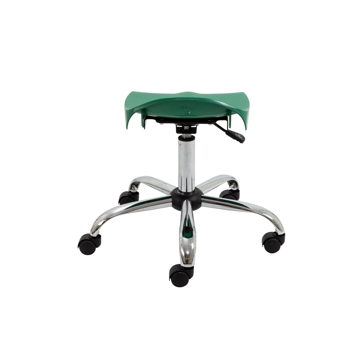 Titan Swivel Senior Stool with Chrome Base and Castors Size 5-6 Green/Chrome