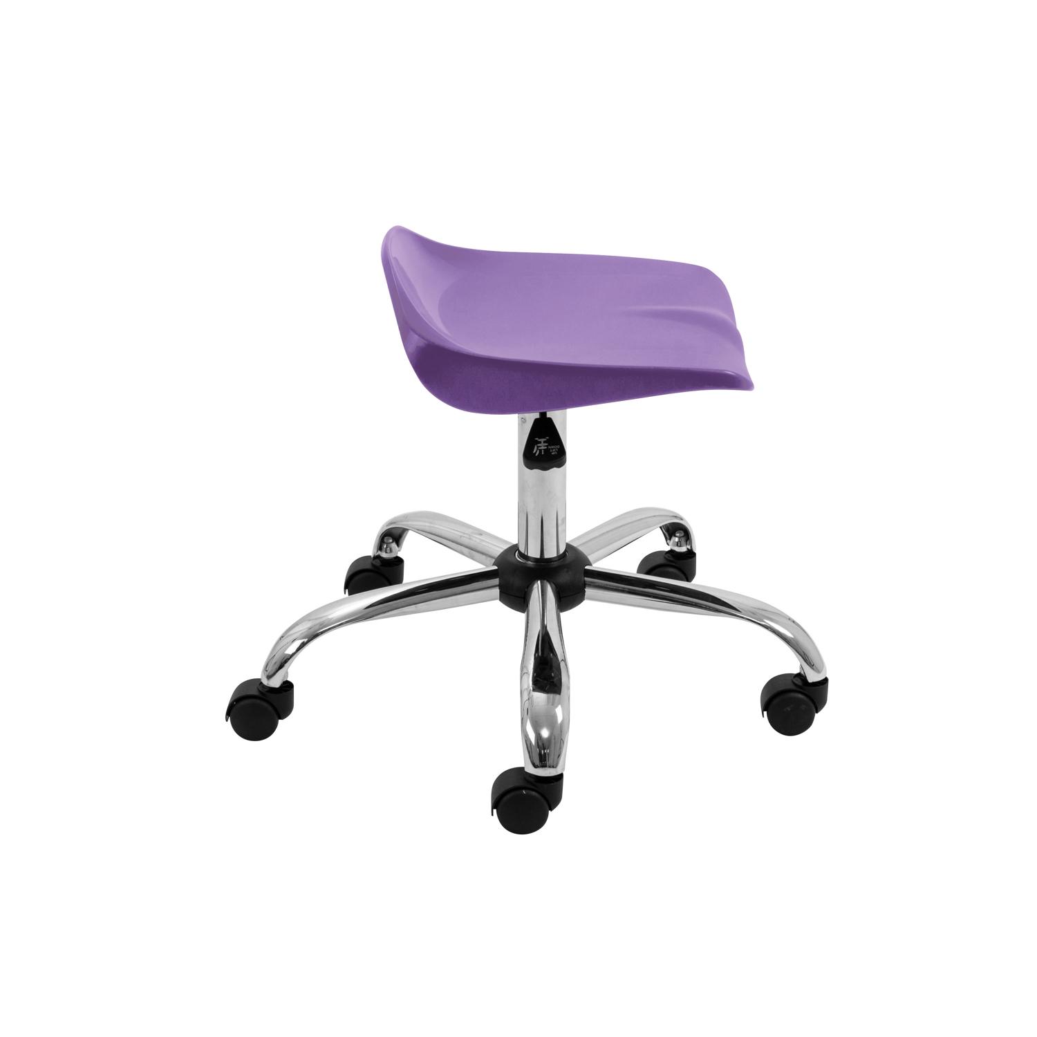 Titan Swivel Senior Stool with Chrome Base and Castors Size 5-6 Purple/Chrome