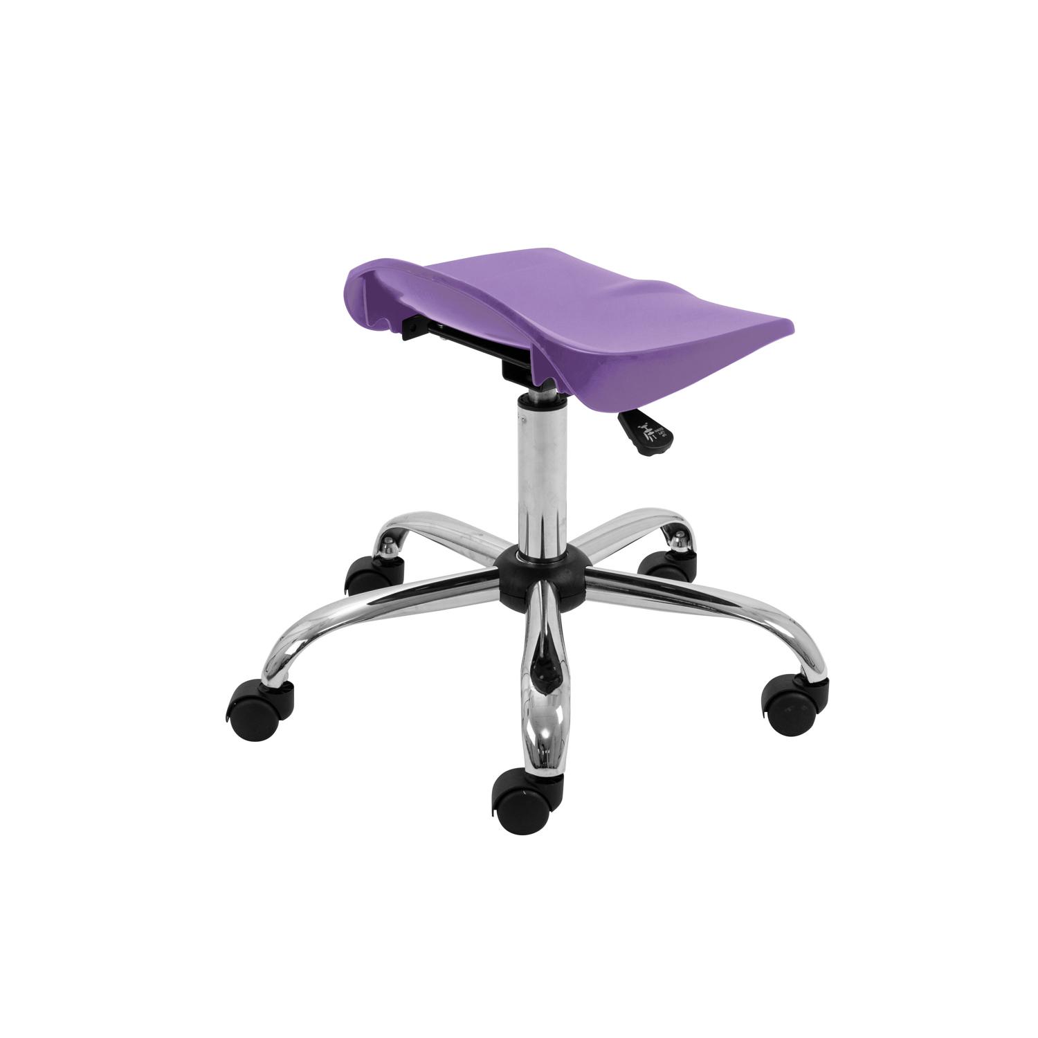 Titan Swivel Senior Stool with Chrome Base and Castors Size 5-6 Purple/Chrome