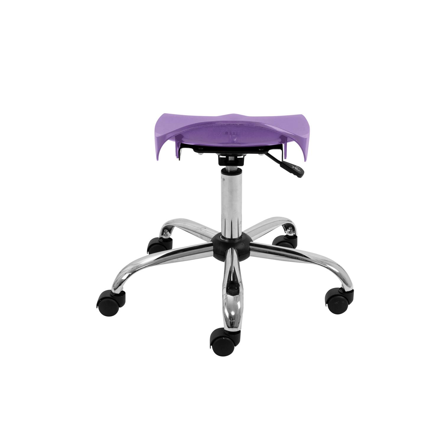 Titan Swivel Senior Stool with Chrome Base and Castors Size 5-6 Purple/Chrome