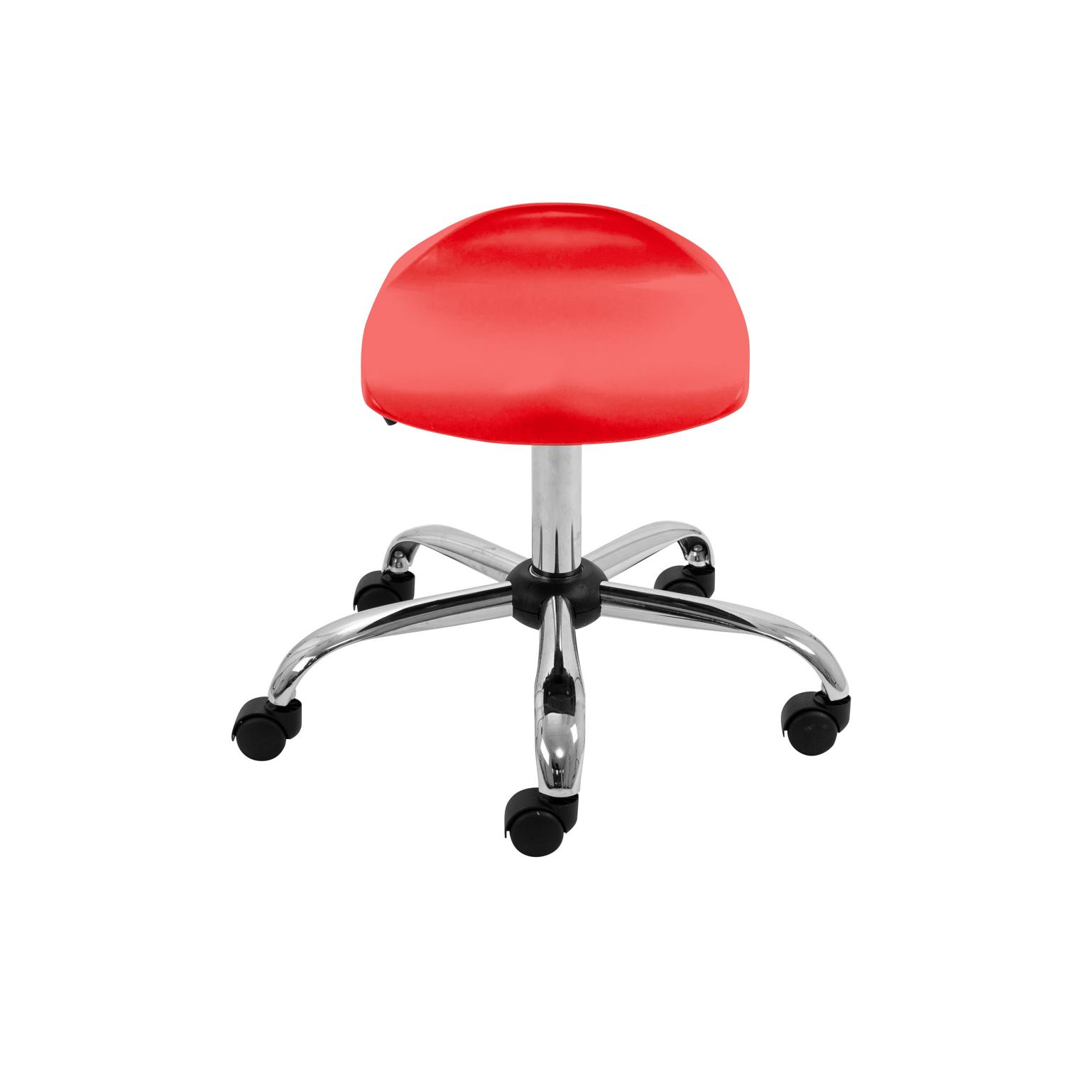 Titan Swivel Senior Stool with Chrome Base and Castors Size 5-6 Red/Chrome