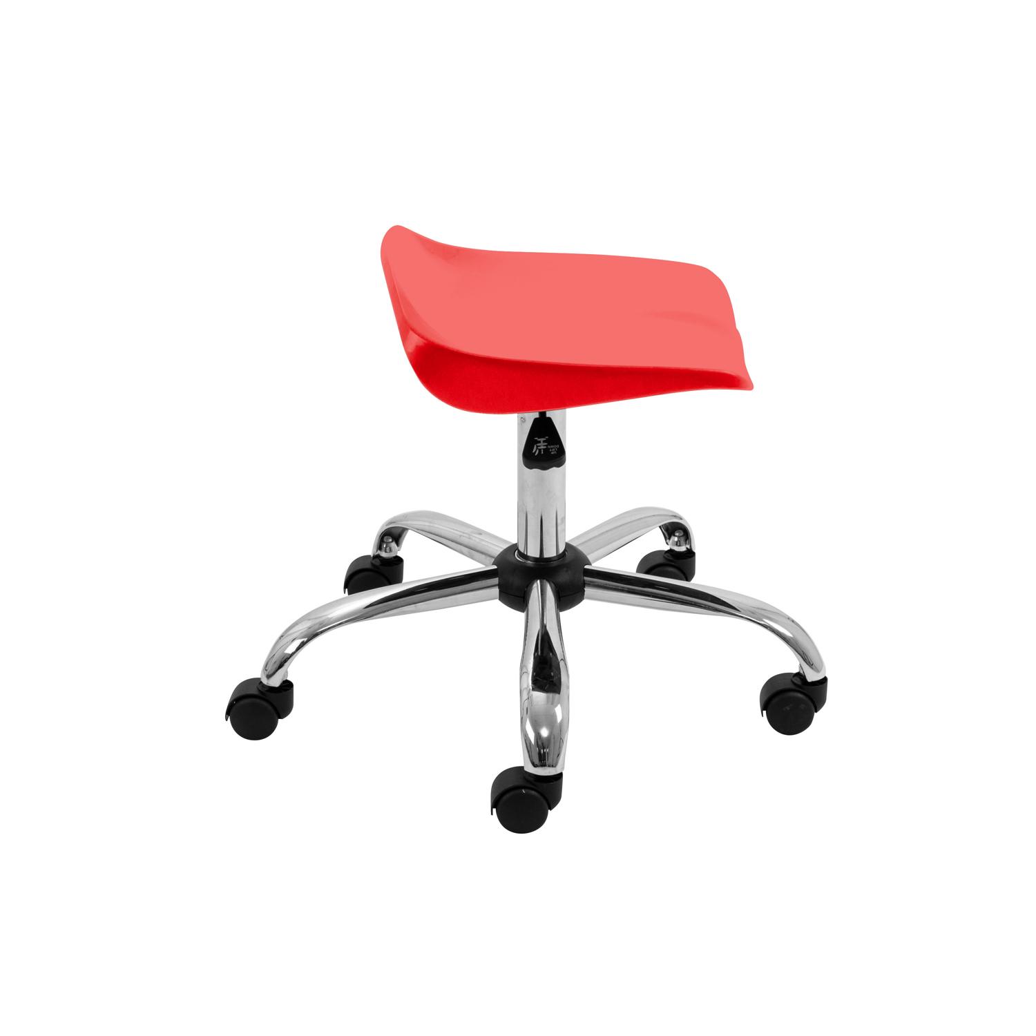 Titan Swivel Senior Stool with Chrome Base and Castors Size 5-6 Red/Chrome