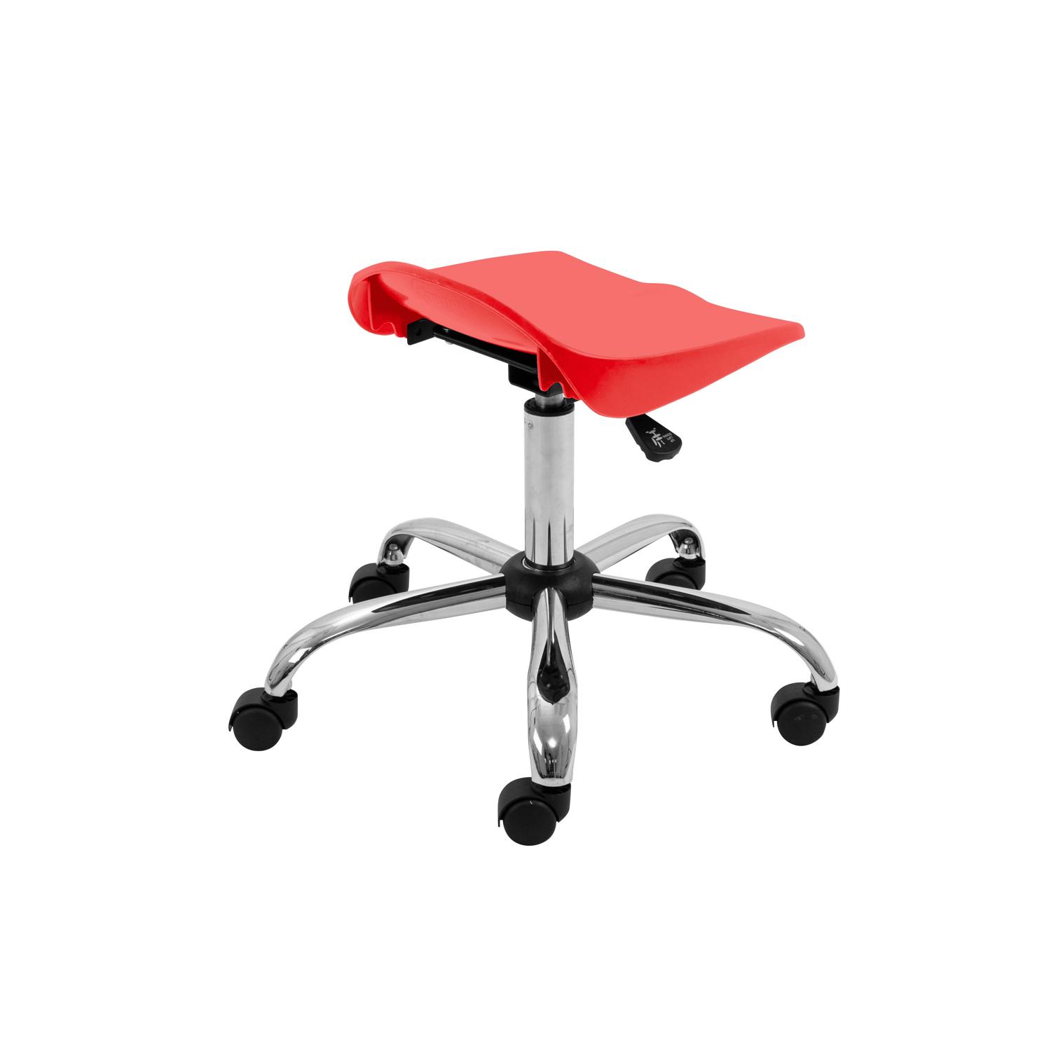 Titan Swivel Senior Stool with Chrome Base and Castors Size 5-6 Red/Chrome