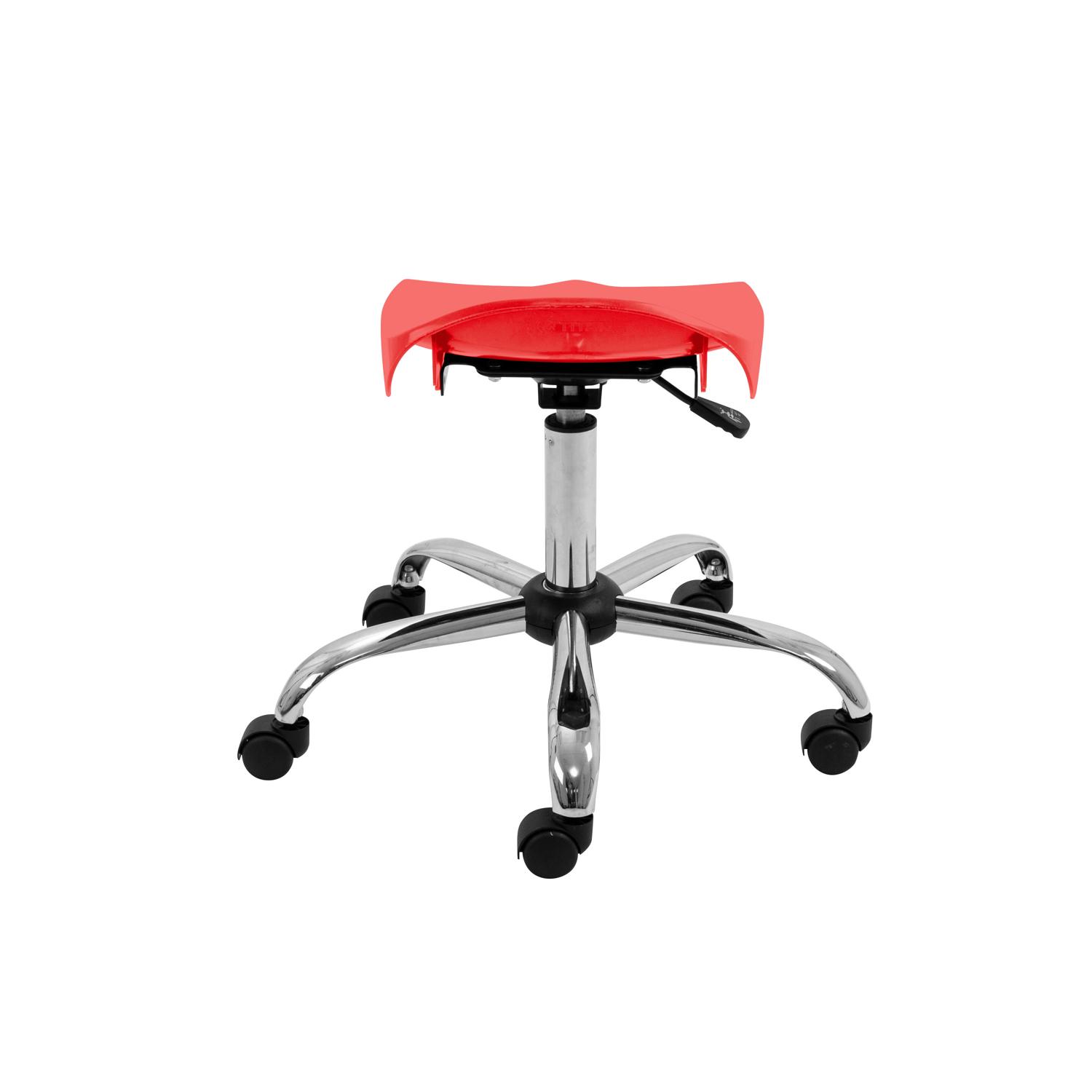 Titan Swivel Senior Stool with Chrome Base and Castors Size 5-6 Red/Chrome