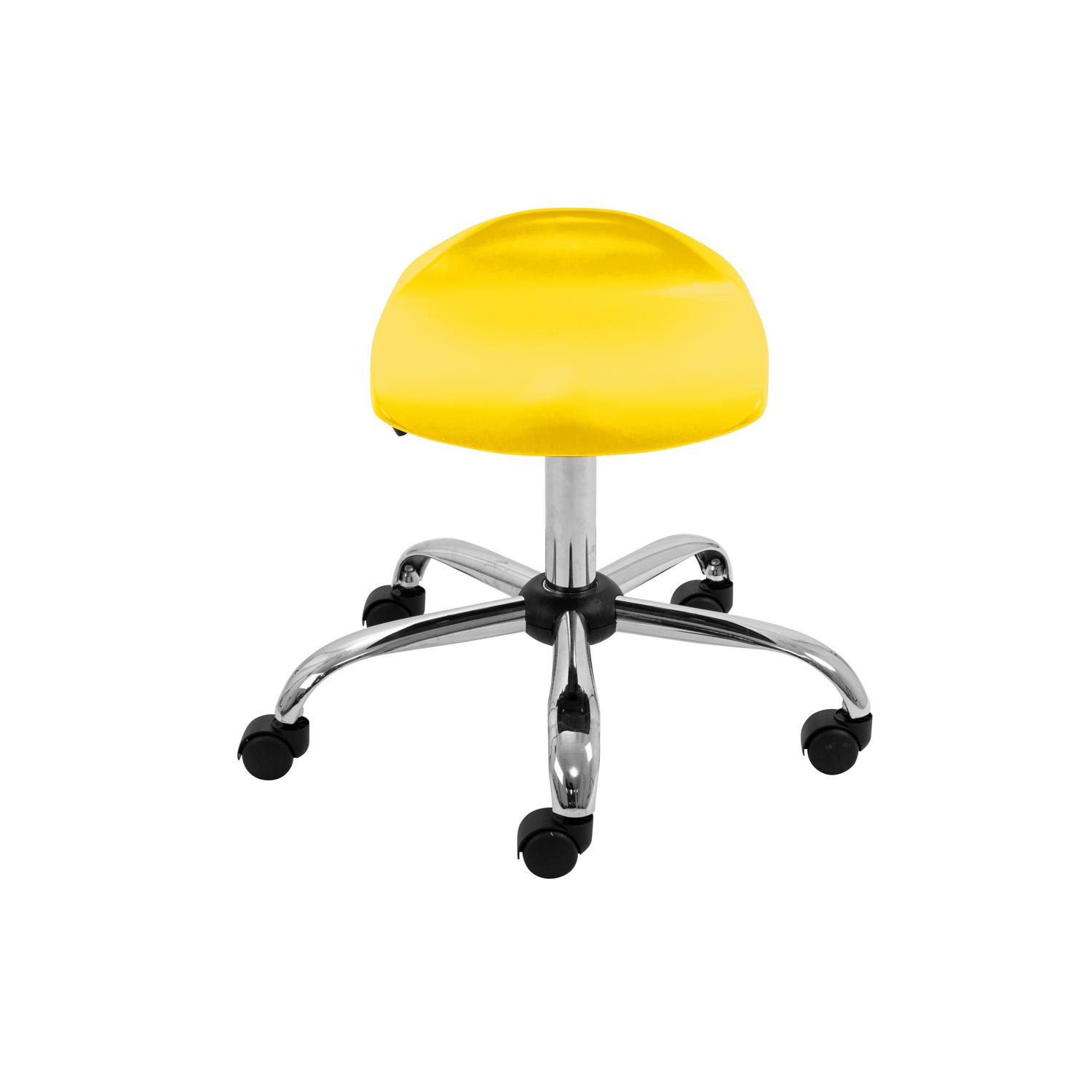 Titan Swivel Senior Stool with Chrome Base and Castors Size 5-6 Yellow/Chrome