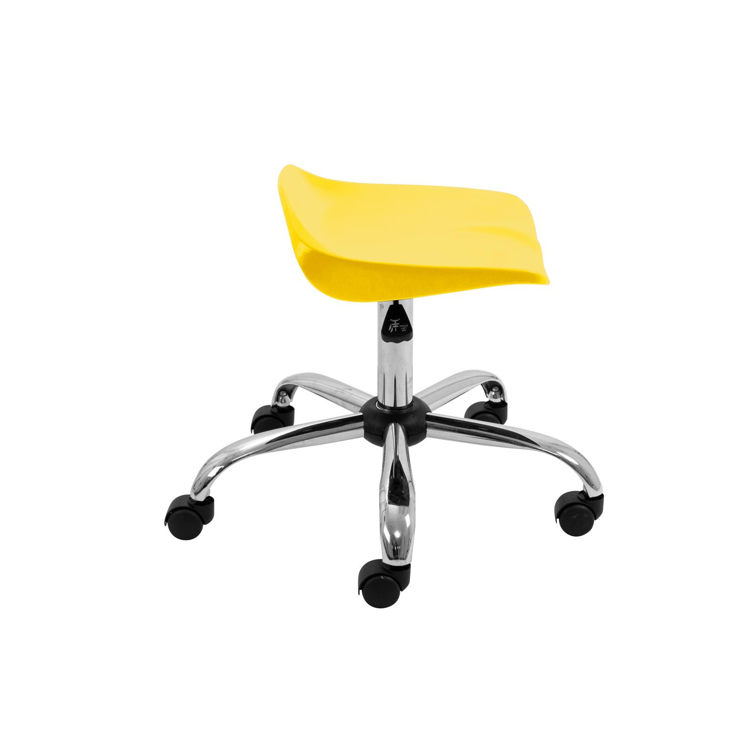 Titan Swivel Senior Stool with Chrome Base and Castors Size 5-6 Yellow/Chrome