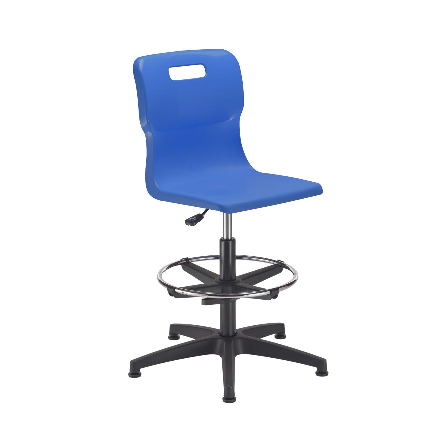 Titan Swivel Senior Chair with Plastic Base, Castors and D-Kit Size 5-6 Adjustable D-Kit Blue/Black