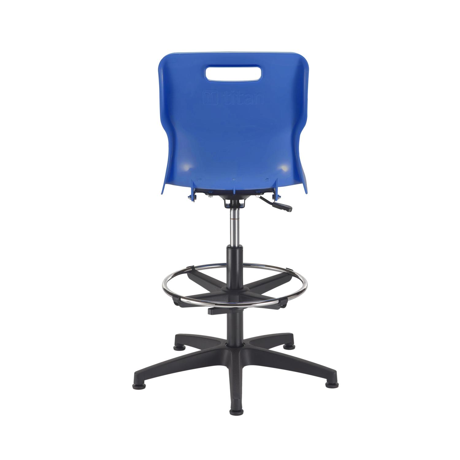 Titan Swivel Senior Chair with Plastic Base, Castors and D-Kit Size 5-6 Adjustable D-Kit Blue/Black