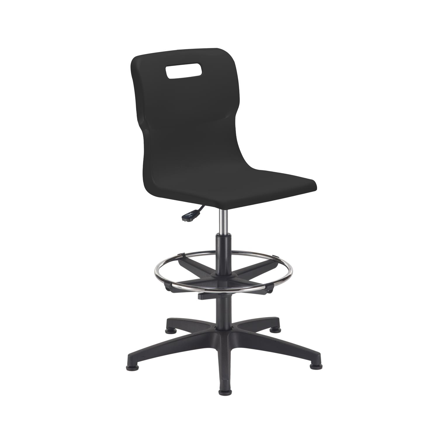 Titan Swivel Senior Chair with Plastic Base, Castors and D-Kit Size 5-6 Adjustable D-Kit Black/Black