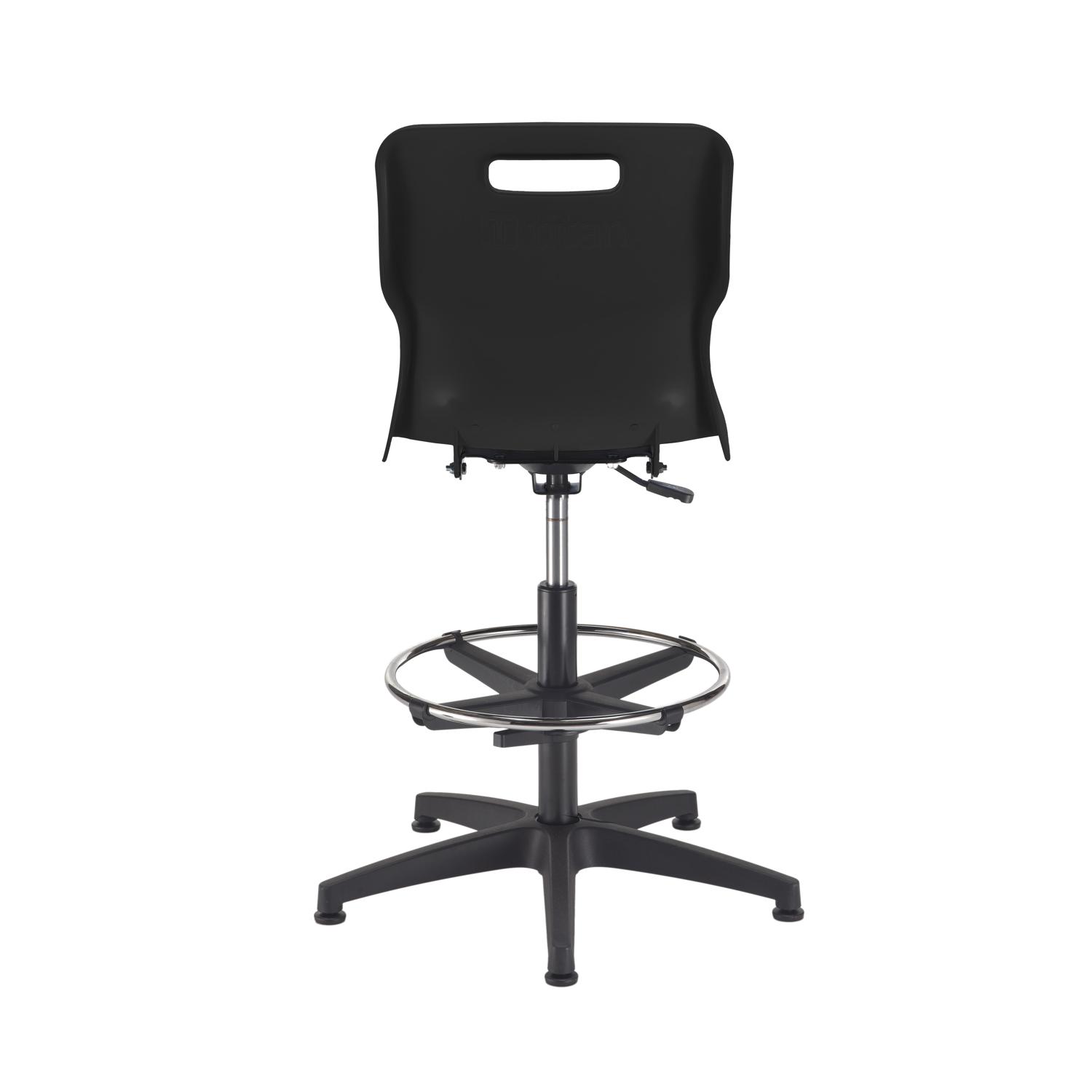 Titan Swivel Senior Chair with Plastic Base, Castors and D-Kit Size 5-6 Adjustable D-Kit Black/Black