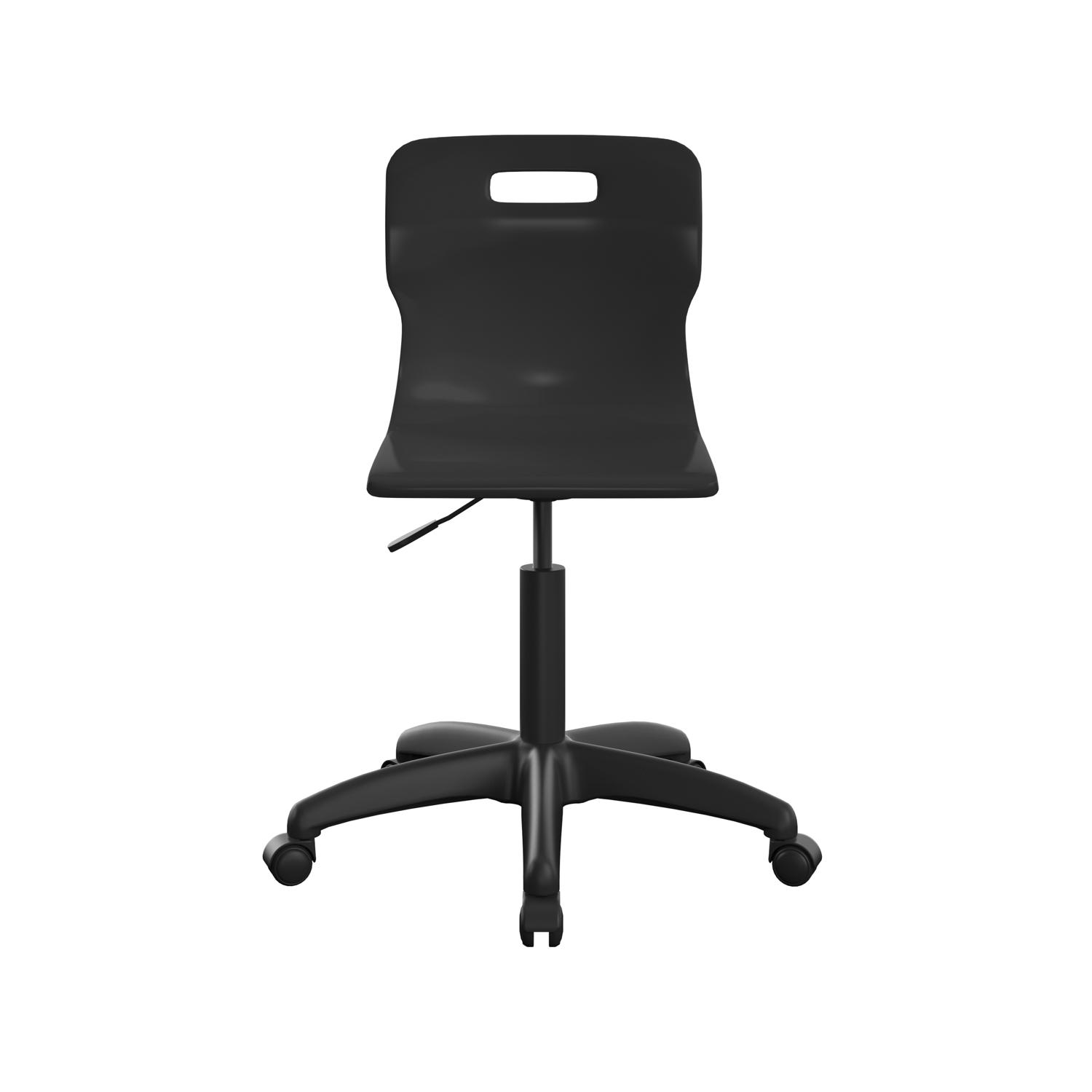 Titan Swivel Senior Chair with Plastic Base and Castors Size 5-6 Black/Black