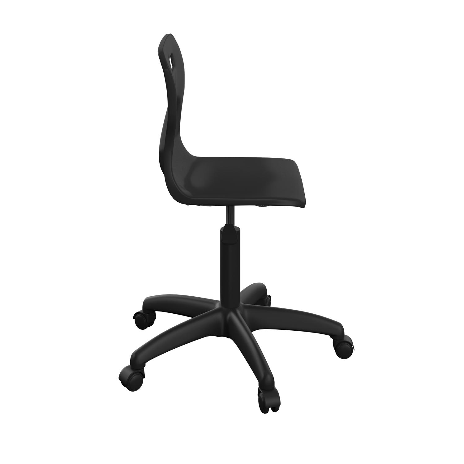 Titan Swivel Senior Chair with Plastic Base and Castors Size 5-6 Black/Black